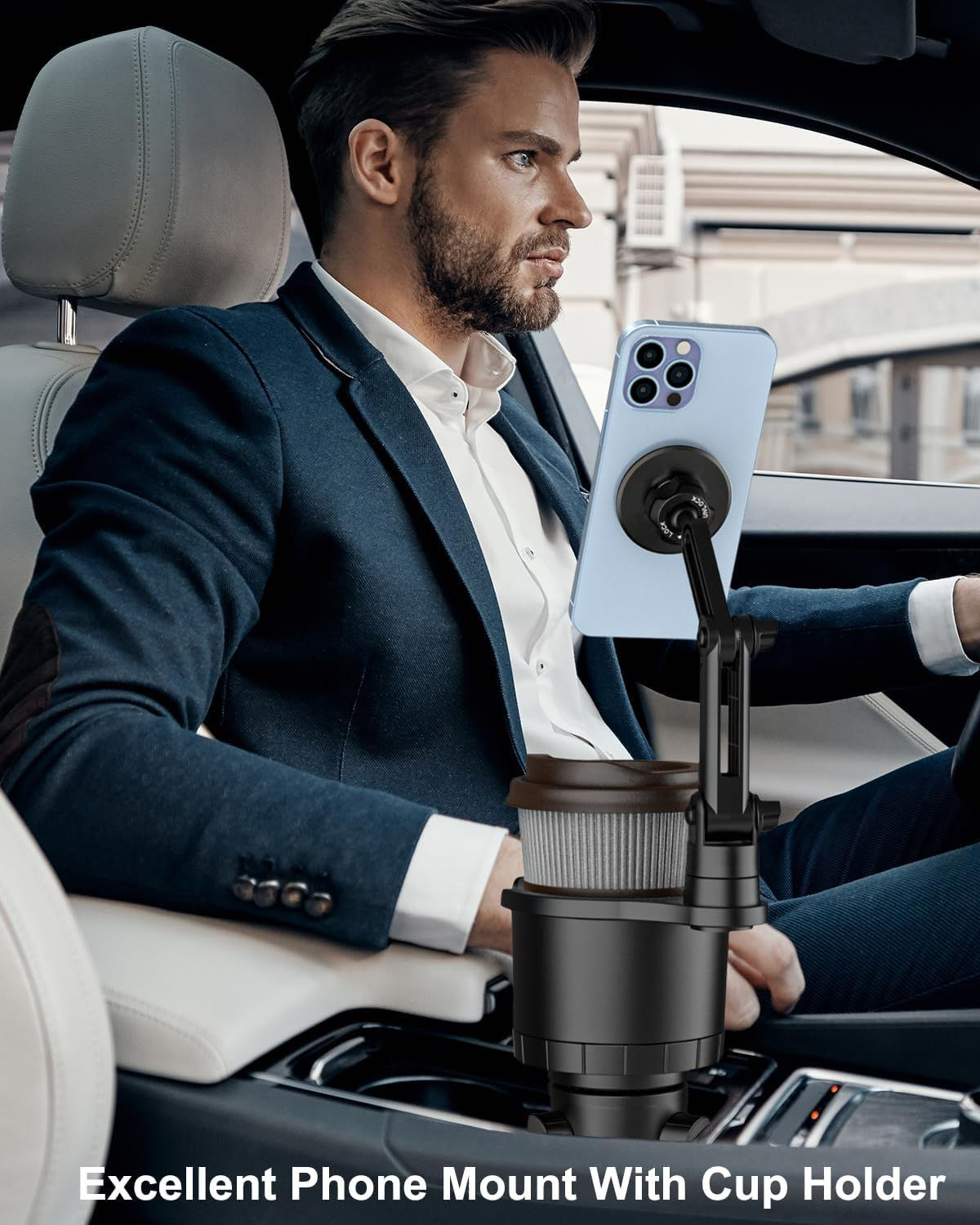 For Magsafe Car Mount Cup Holder - [Bottle Friendly] Magnetic Phone Holder for Car Cup Stand Expander with Height Adjustable Arm, Vent Phone Mount for Car, for Iphone 16 15 14 13 12 Pro Max plus Mini