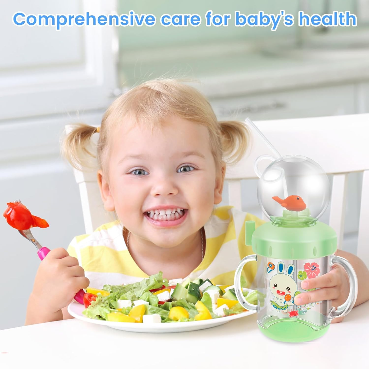 220Ml Sippy Cup Baby Water Bottle with Straw for 6-12 Months Kids Water Cup with Fun Whale Spray Ideal Present for Babies on Birthdays, Christmas, Children'S Day image number 6