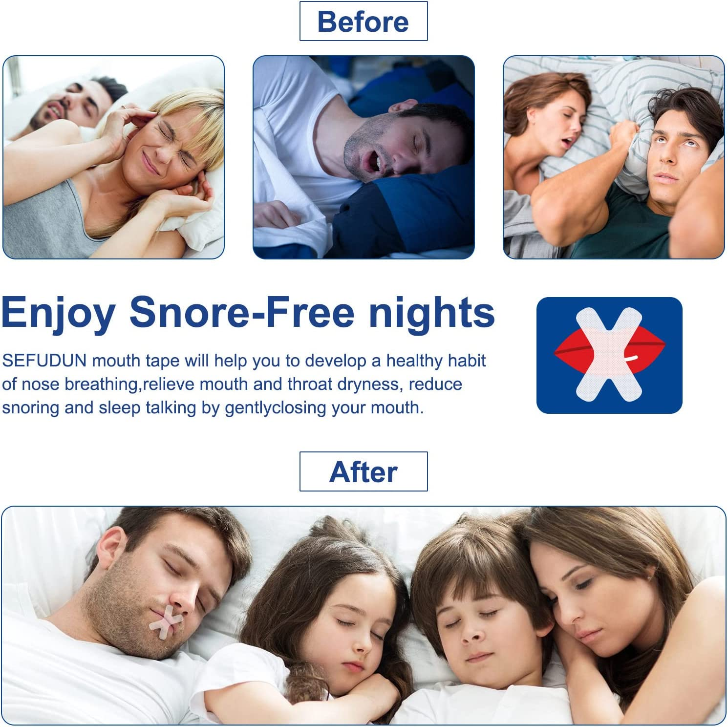 60 Pcs Sleep Strips,Anti Snoring Devices Advanced Gentle Mouth Tape for Sleeping Stop Snoring Mouth Tape for Better Nose Breathing Sleep Aids Mouth Sleep Strips for Snoring Reduction image number 1