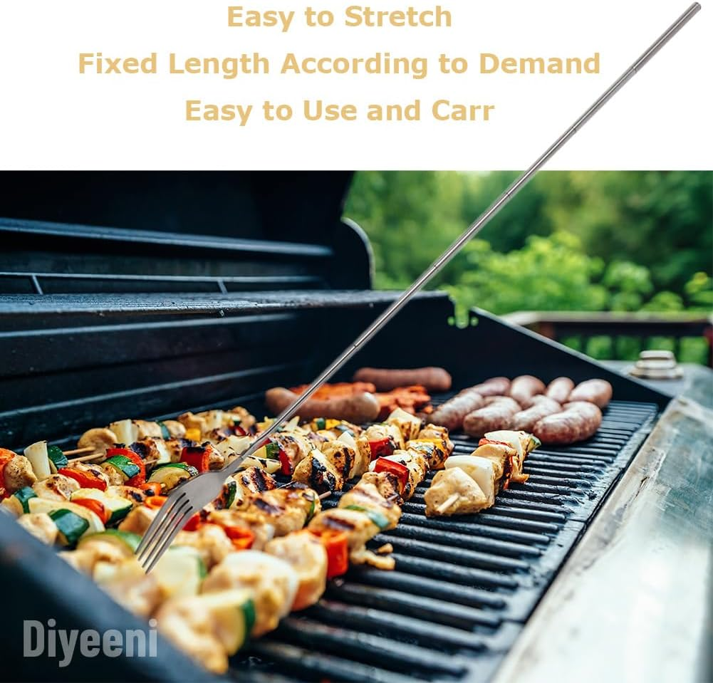 Stainless Steel Dinner Fork,Bbq Telescopic Extendable Dinner Fruit Dessert Long Handle Fork Stainless Steel Cutlery,Anti Rust,Sturdy And image number 1