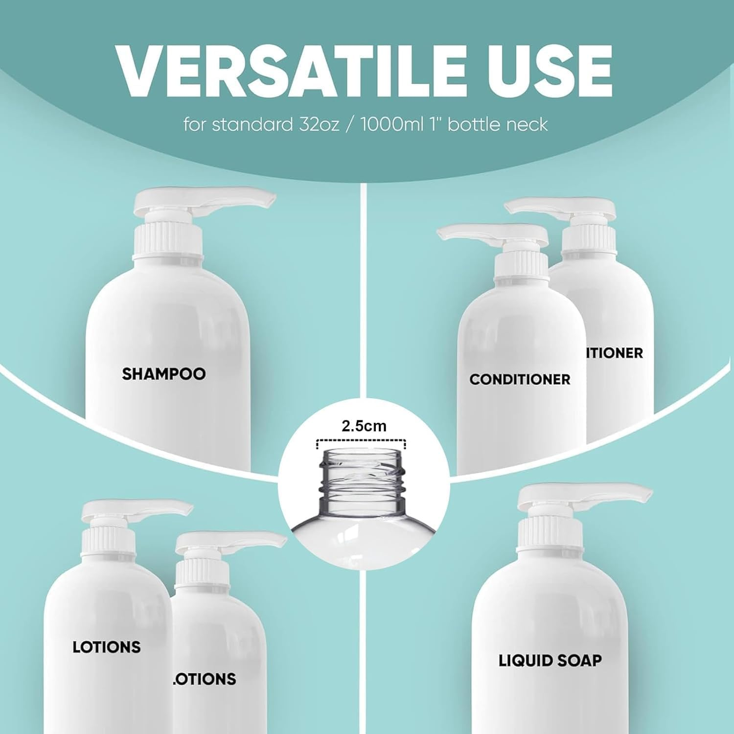 4 Pack Universal Shampoo/Conditioner Dispenser Pump for Bottles, Leak Proof, Fits 1 L/33.8 Oz Bottles, 28/410 Neck Size,Replacement Bottle Pump Top for Soft Hair Product,Body Wash,Lotion image number 4