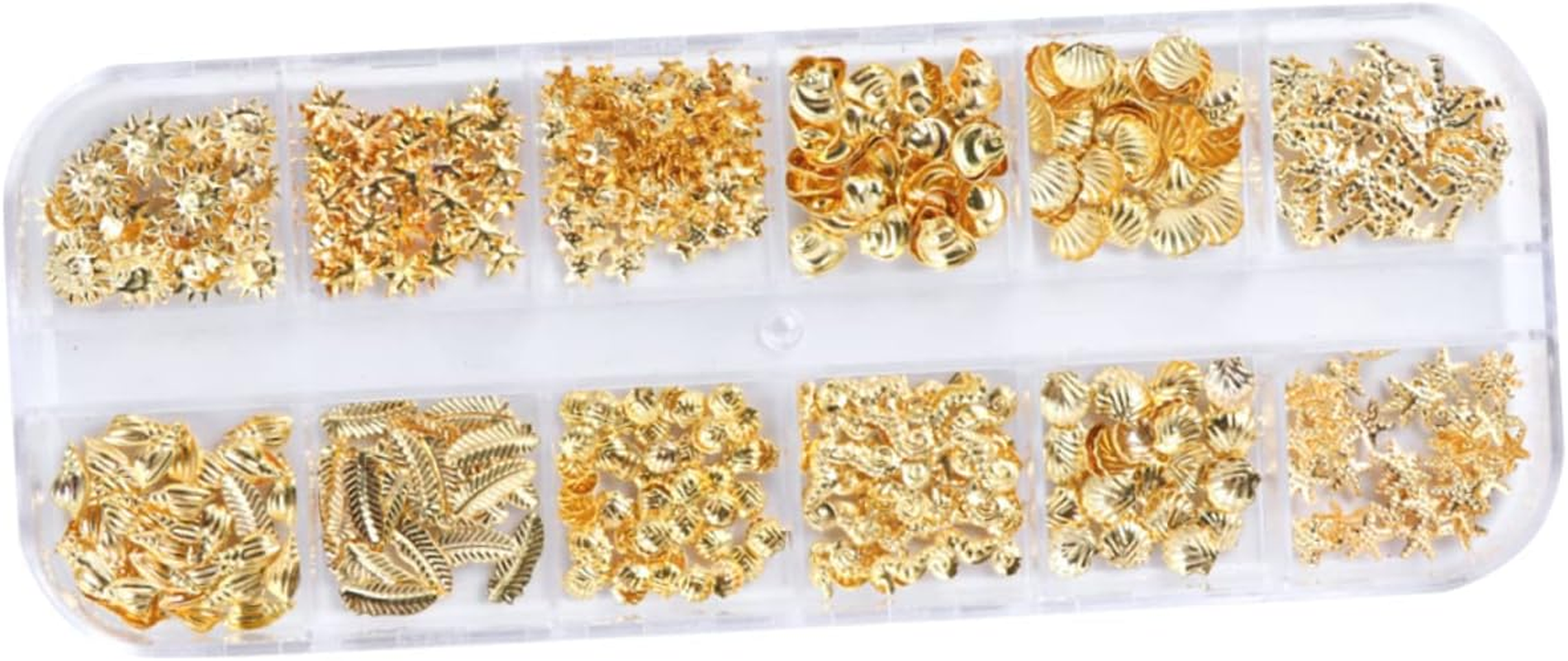 COMPUKAS Metal Nail Decals Gold Metal Nail Charms 50 Pieces Summer Manicure Accessories for Women image number 1