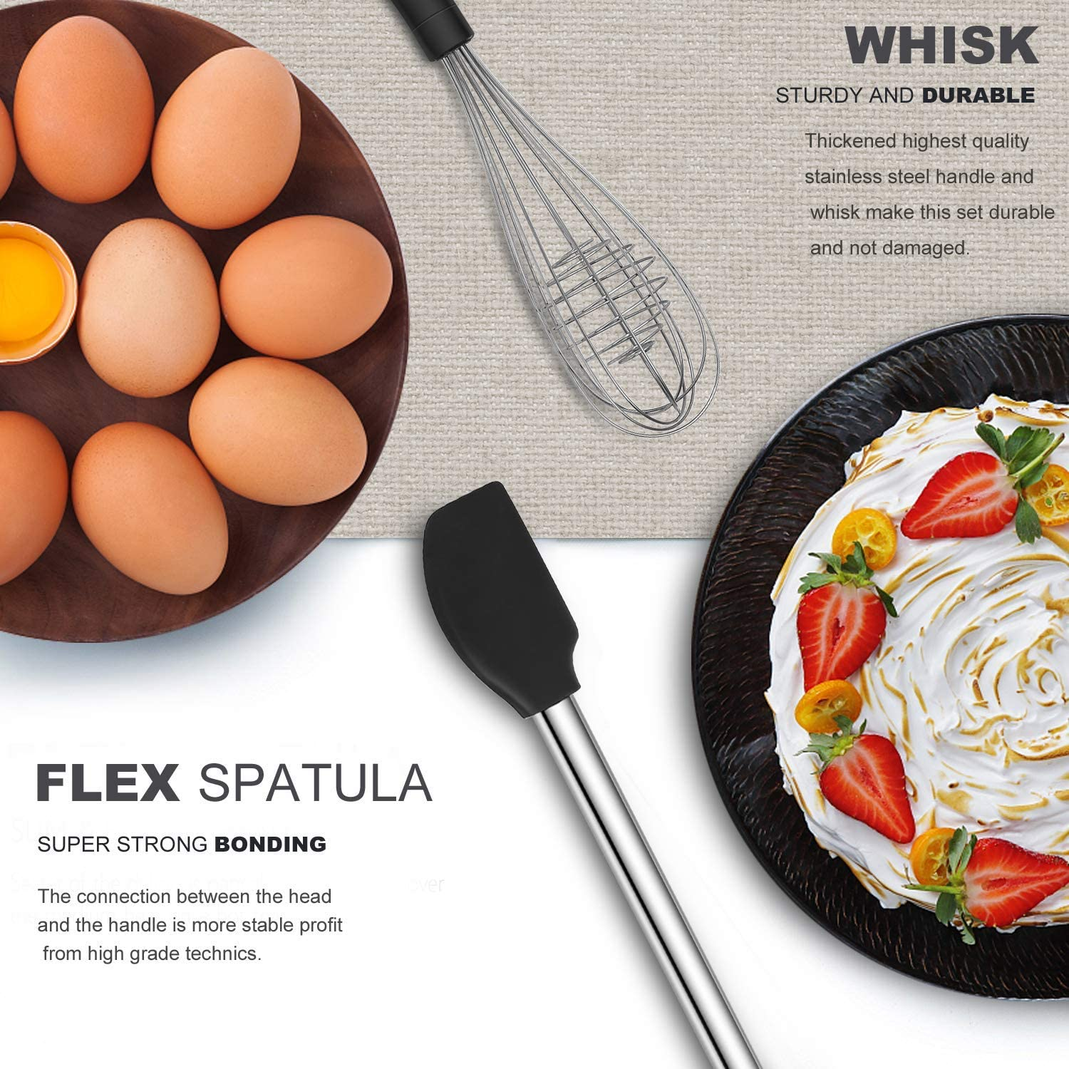 Kitchen Utensil Set-Silicone Cooking Utensils-33 Kitchen Gadgets & Spoons for Nonstick Cookware-Silicone and Stainless Steel Spatula Set-Best Kitchen Tools, Useful Pots and Pans Accessories image number 3