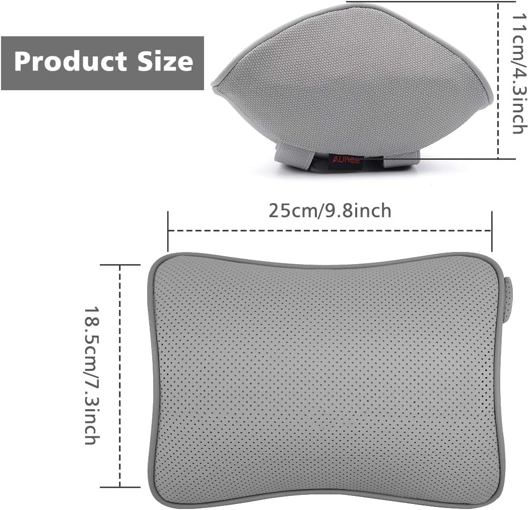 Aukee Memory Foam Car Neck Pillow Soft Leather Car Headrest for Driving Home Office Gray (Pack of 2) image number 1