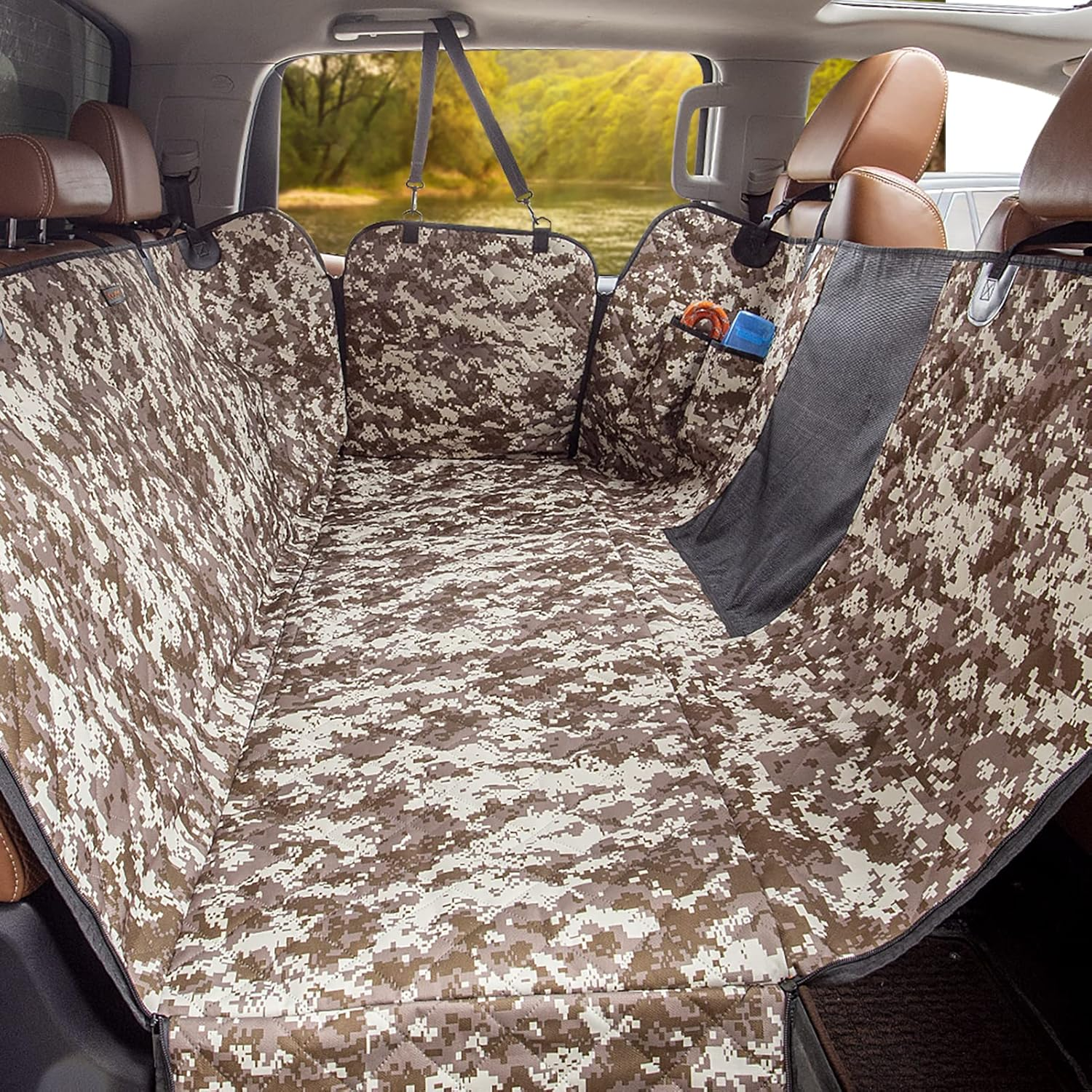 Ibuddy Dog Seat Cover for Tesla Model 3 Waterproof Dog Seat Cover with Mesh Window Dog Car Hammock against Dirt and Dog Fur Durable Anti-Scratch Nonslip Machine Washable Back Seat Cover for Model Y