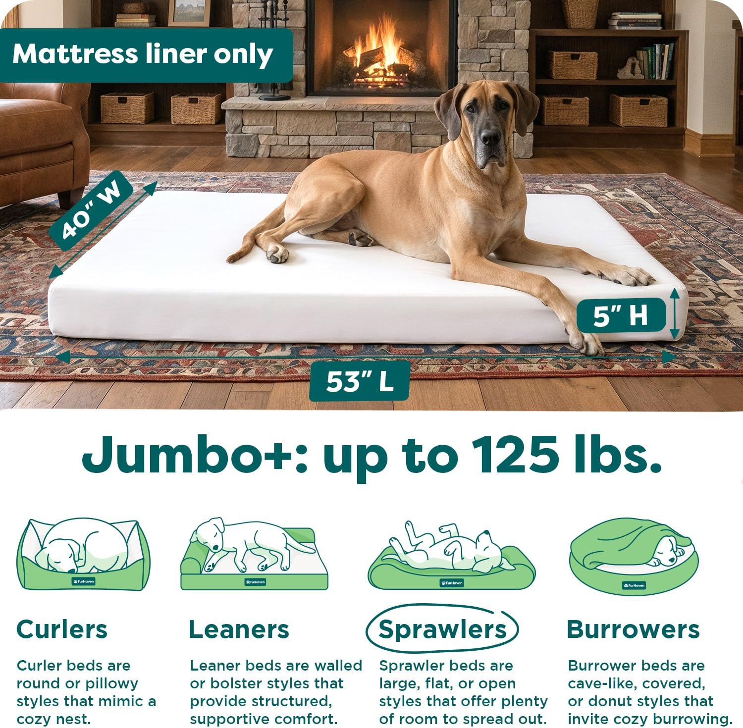 Furhaven Pet Dog Bed Cover - Water-Resistant Sofa-Style, Chaise, & Mattress Pet Bed Replacement Mattress Protector Interior Liner Cover for Dogs & Cats, Jumbo Plus image number 3