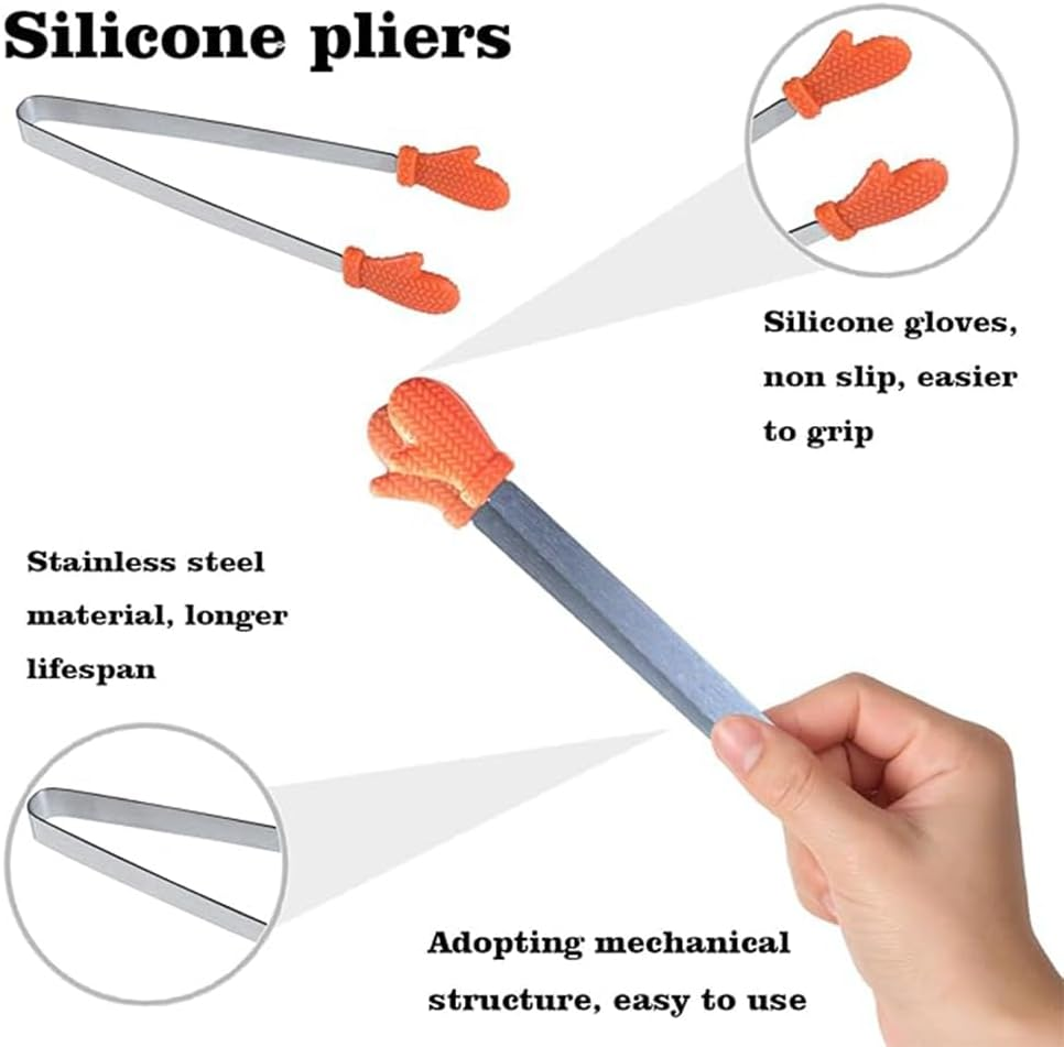 8PCS Silicone Mini Tongs, 5Inch Glove Shape Food Tongs, Colourful Small Kids Tongs for Serving Food, Ice Cube, Fruits, Sugar, Barbecue,Kitchen Gadgets image number 1