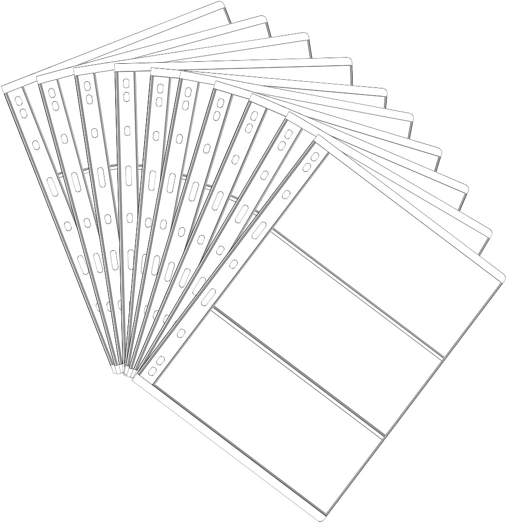 Daswit 42 Pocket Coin Pages, 10 Sheets Plastic Coin Holders Stamp Collector Supplies for Coin Stamp Currency Collection image number 5