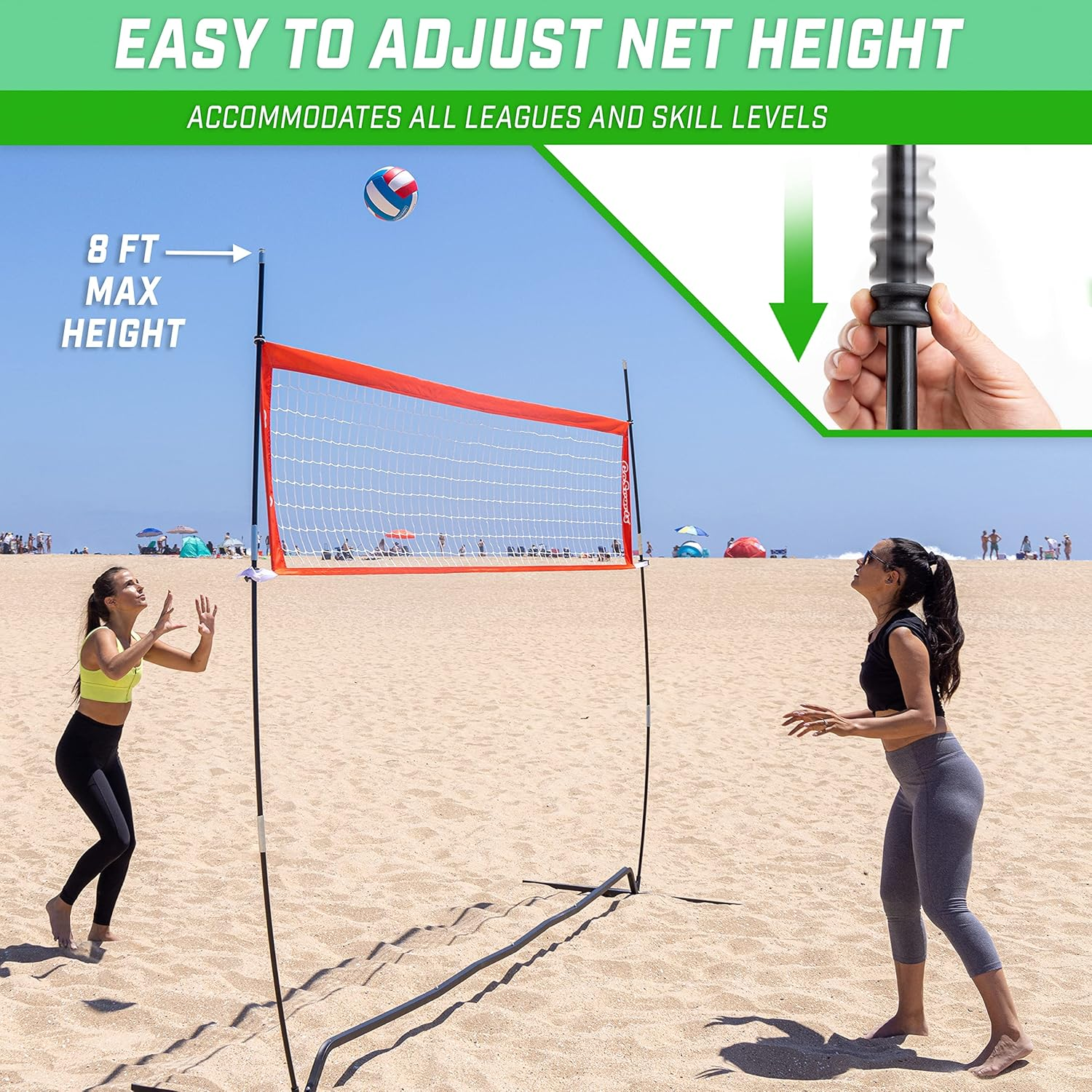 Gosports Freestanding Volleyball Training Net for Indoor or Outdoor Use - Instant Setup and Height Adjustable - 12 Ft or 20 Ft Sizes image number 2