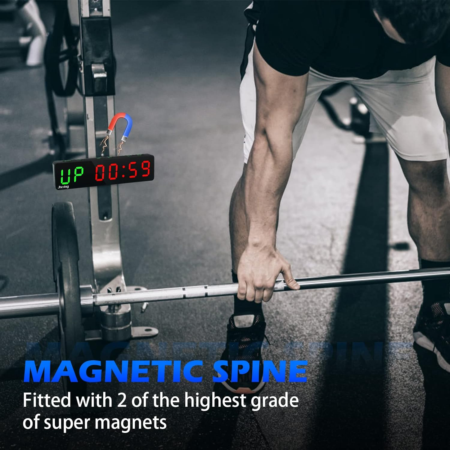 Gym Timer, Portable, Interval Timer with Rechargeable Battery and Built-In Magnet, LED Digital anti Vertigo Display, Upgraded Workout Clock for Home Gym Garage Fitness(1" Black 2) image number 2