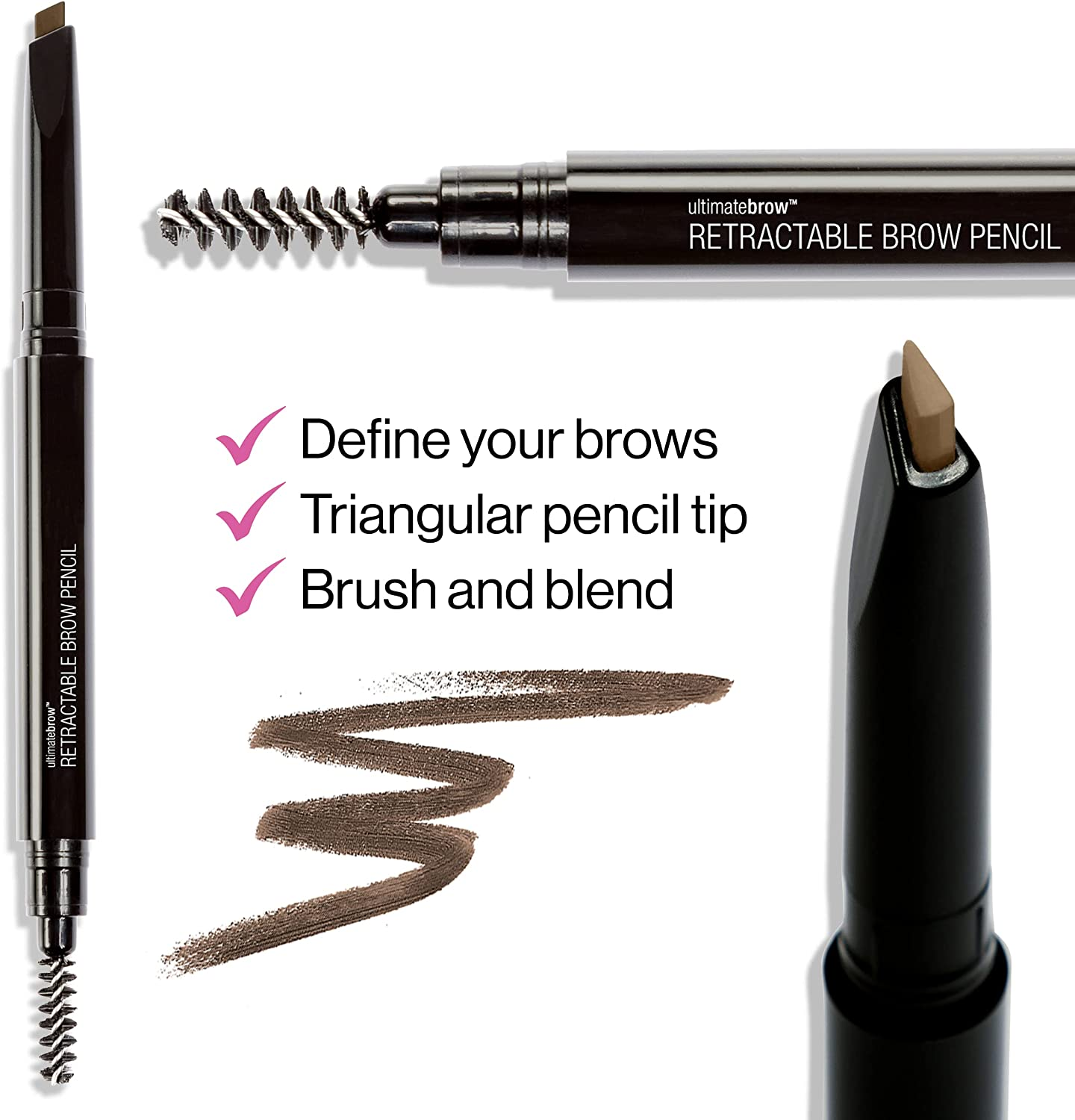 Wet N Wild Ultimate Eyebrow Retractable Definer Pencil, Medium Brown, Dual-Sided Brow Brush, Fine Tip, Shapes, Defines, Fills Brow Makeup - Taupe image number 6