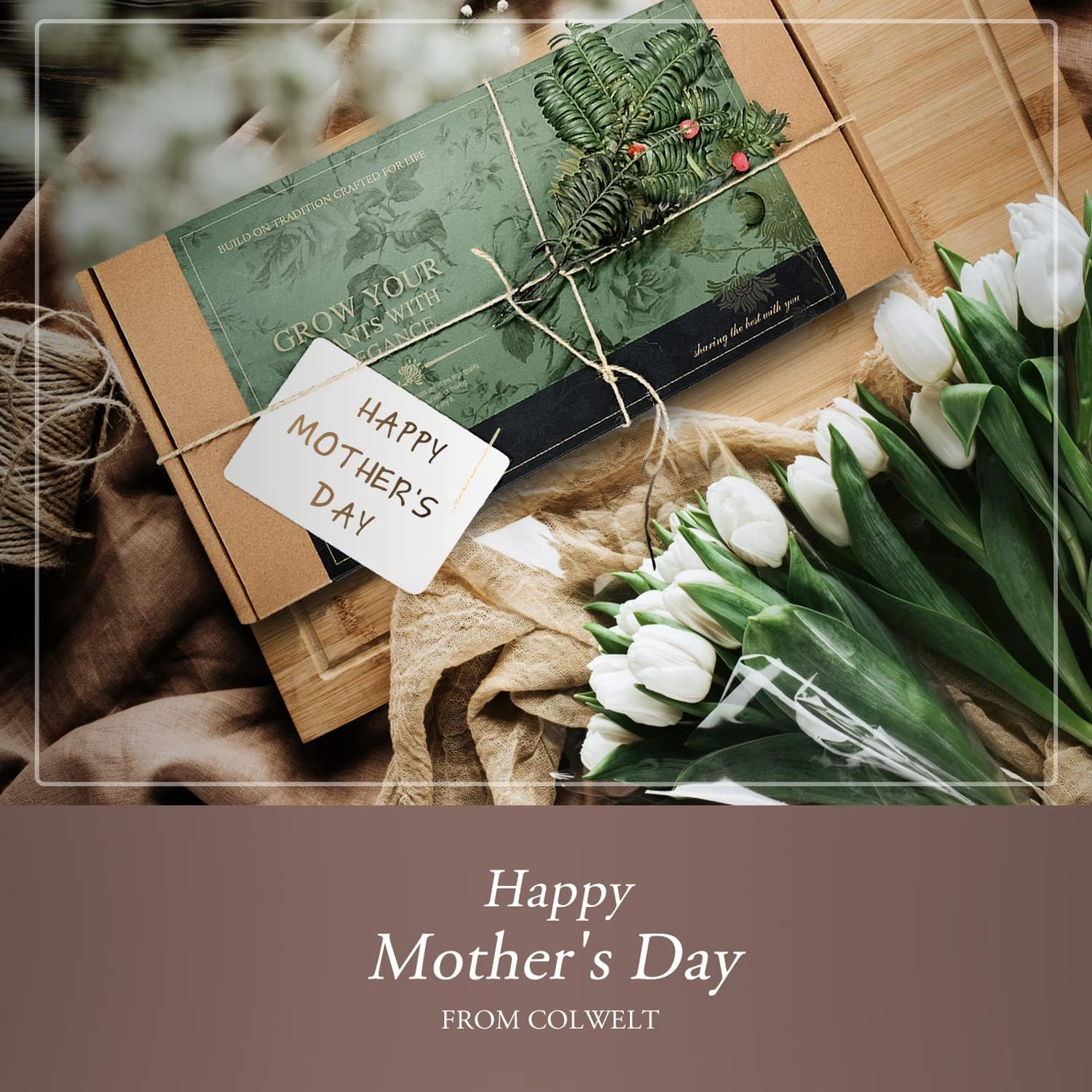 Colwelt Garden Tools Set, 8 Piece, Heavy Duty Gardening Tools with Wooden Handle, Including Garden Tote, Kneeling Pad, Gloves, Pruner, Trowel, Tulip Trowel, Cultivator - Gardening Gifts for Women Men image number 2