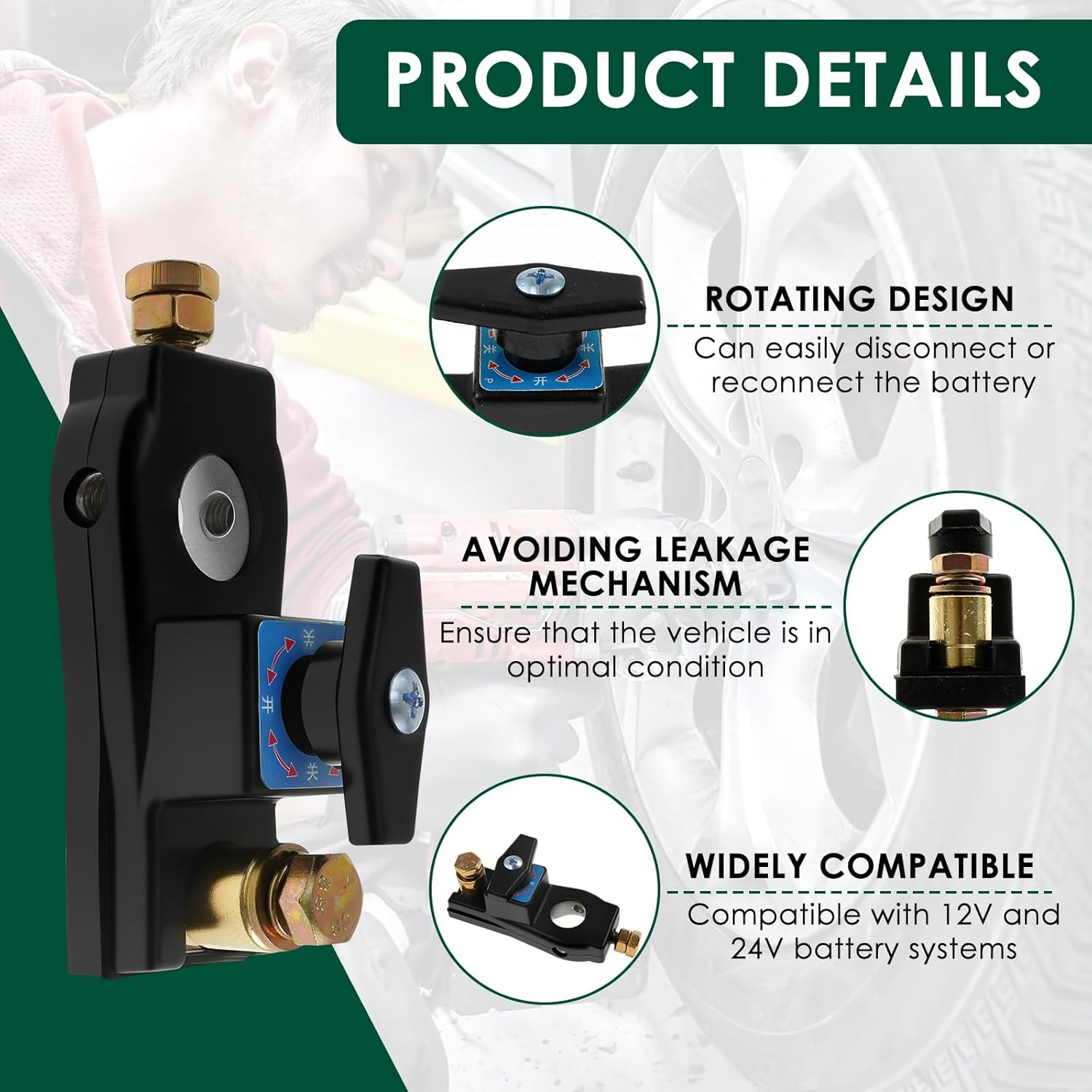 3Pcs Battery Disconnect Switch, 12V 24V Battery Power Cut Isolator Kill Switch, Universal Heavy Duty Battery Shut off Switch, Quick Disconnect for Car, Truck, RV and Boat image number 1