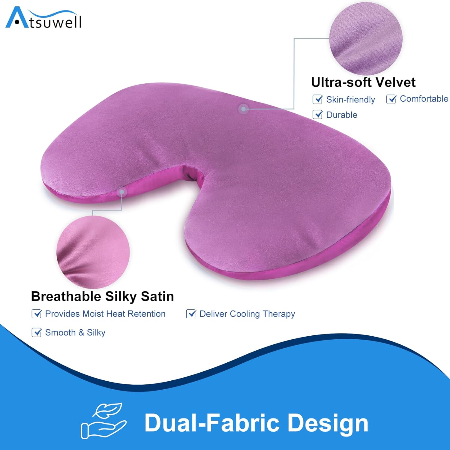 Atsuwell Sinus Mask, Warm Cold Compress Eye Mask for Dry Eyes, Weighted Eye Pillow Microwavable Face Heating Pad for Soothing Sinus Pressure and Relaxation, Pink