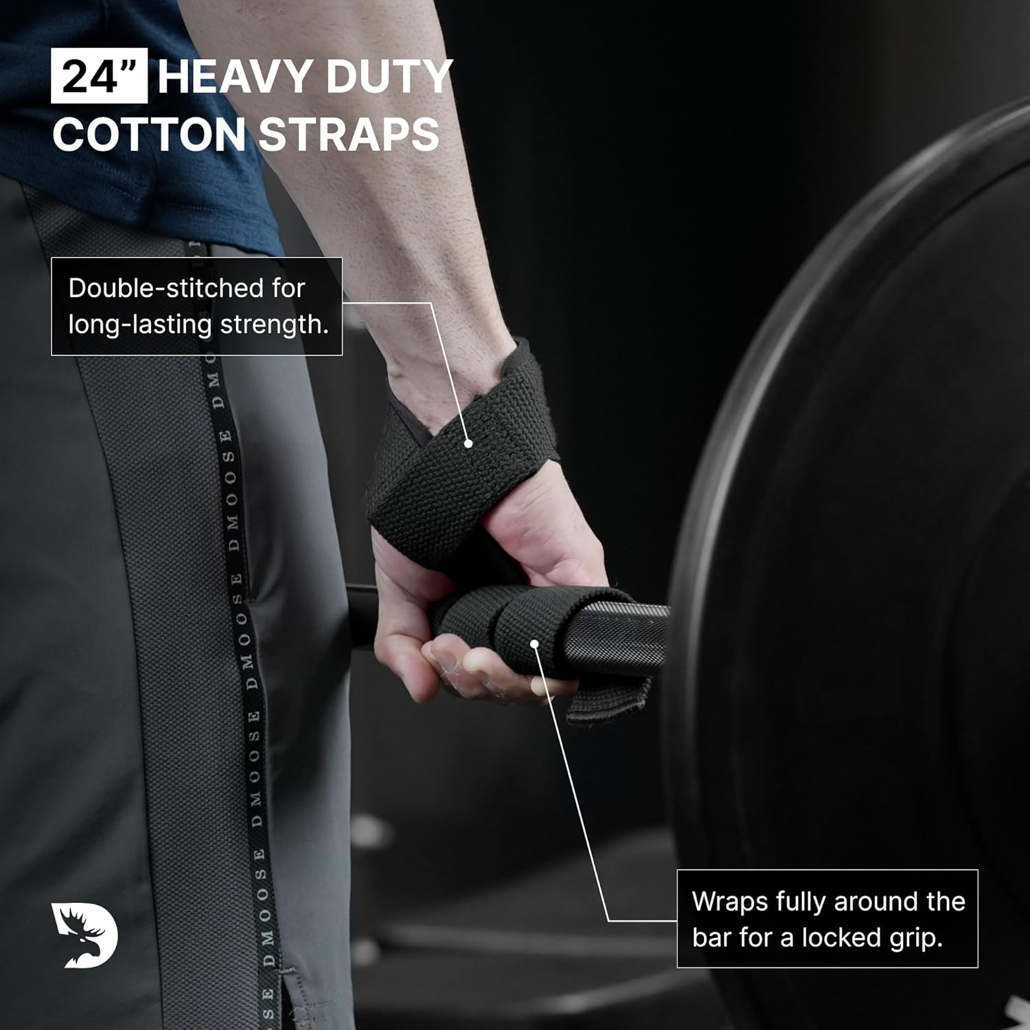 Dmoose Fitness Lifting Straps 24" (Pair) - 5Mm Padded Durable Wrist Straps for Weightlifting & Powerlifting - Cotton Lifting Strap with Silicone Grip for Men & Women - Deadlift Strap for Gym Workout - .Bombshell image number 5