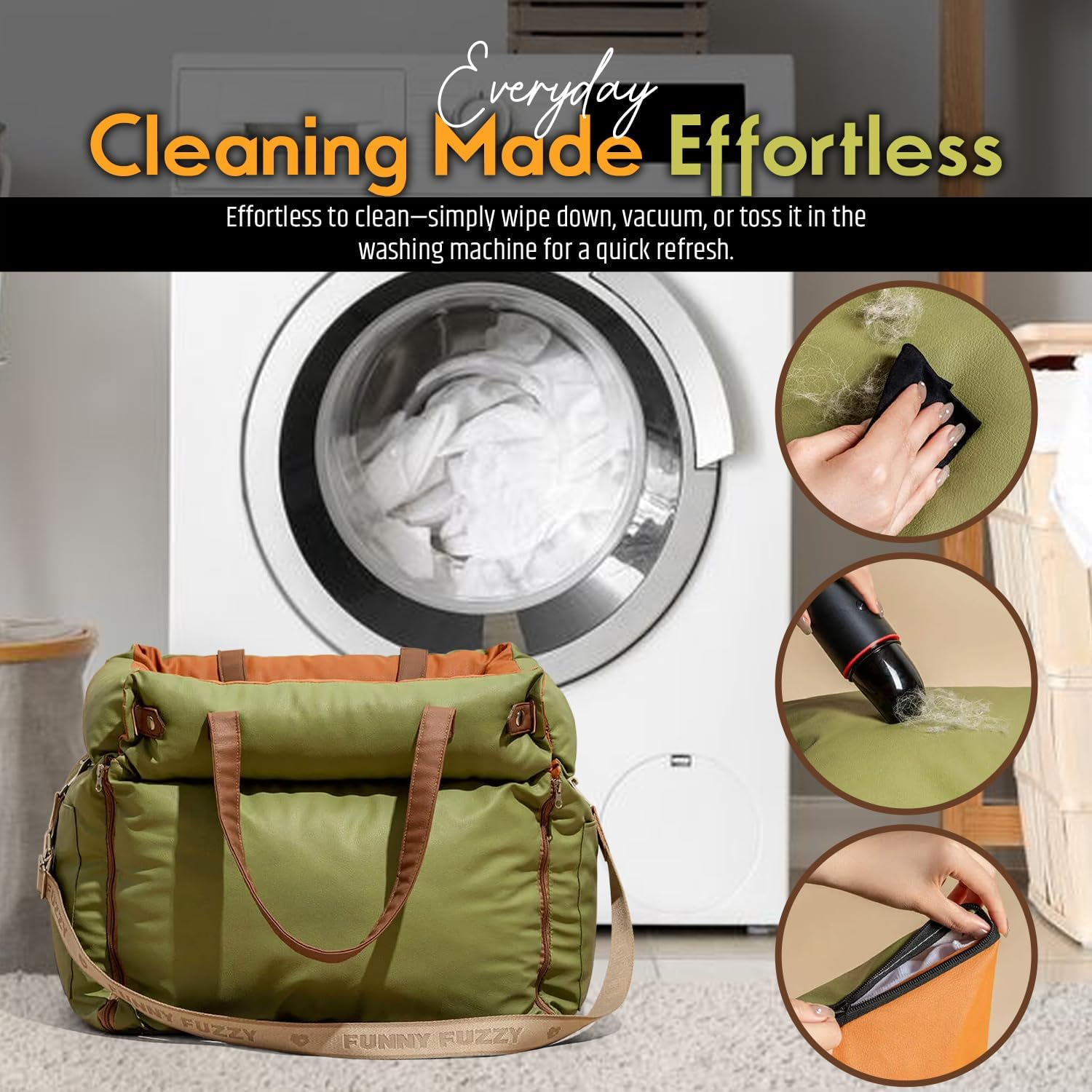 Dog Car Booster Seat &ndash; Convertible Travel Bed & Carrier with Removable Cushion, Side Storage Pockets & Adjustable Strap &ndash; Washable Pet Car Seat for Small Dogs &ndash; Front/Back Seat Compatible image number 6