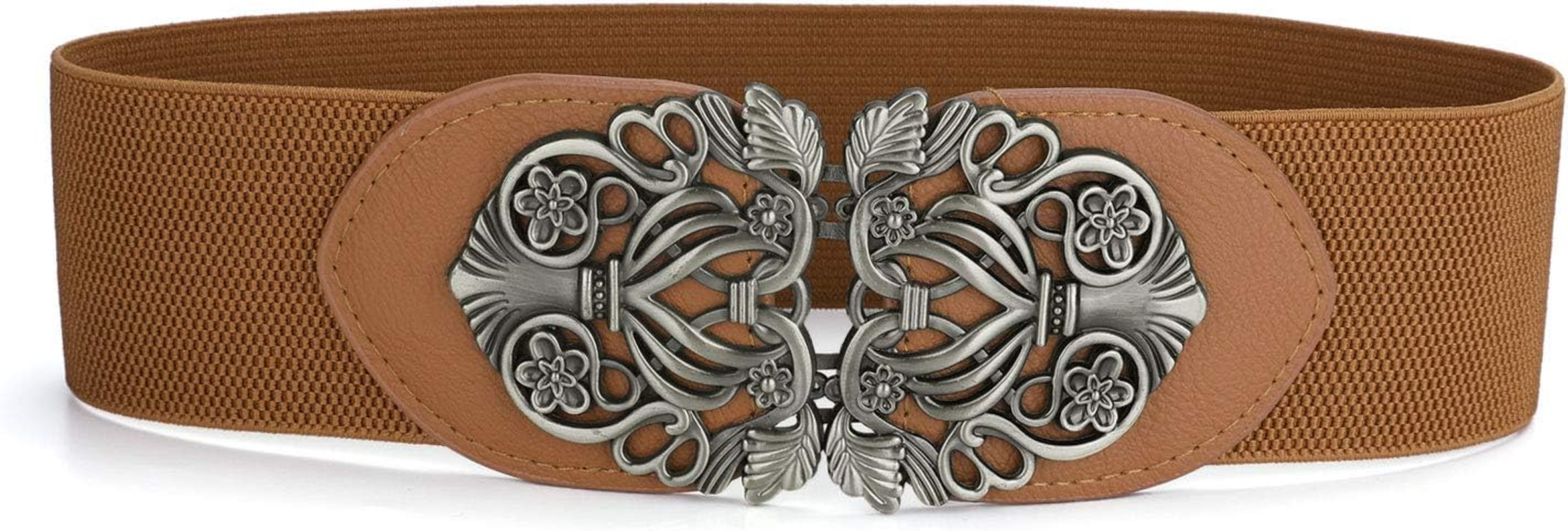 Uxcell Wide Elastic Vintage High Stretchy Retro Waist Belt with Buckle for Women