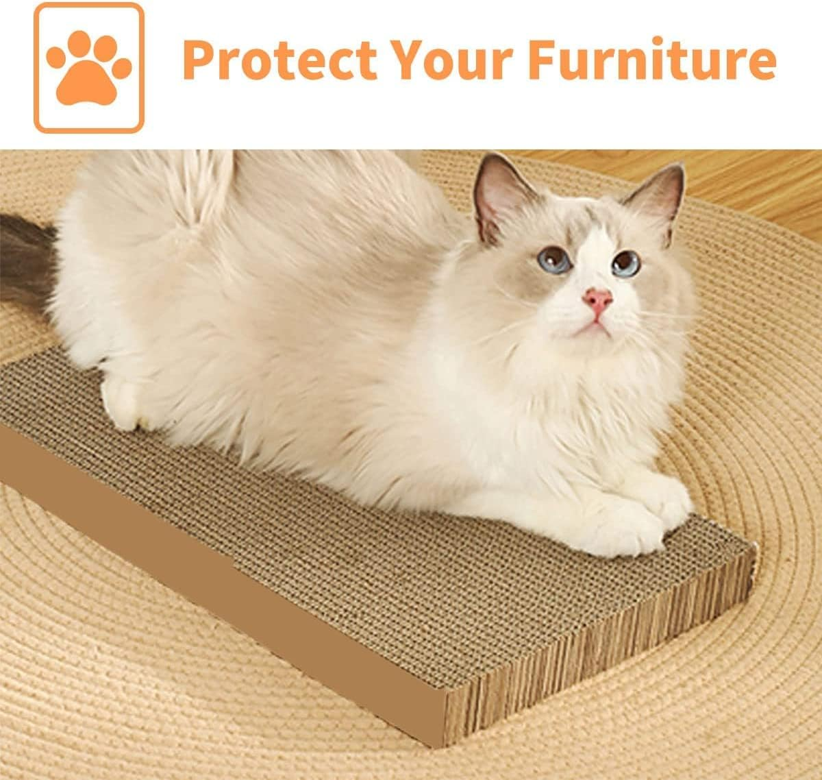 Cat Scratcher with Box,5 in 1 Reversible Cat Scratcher Cardboard, 5 PCS Corrugated Scratching Cat Scratch Pad Replace for Cat Book Scratcher, Corrugated Cardboard Scratching Lounge for Indoor Kitty to Rest and Play Kitty/Large Cats