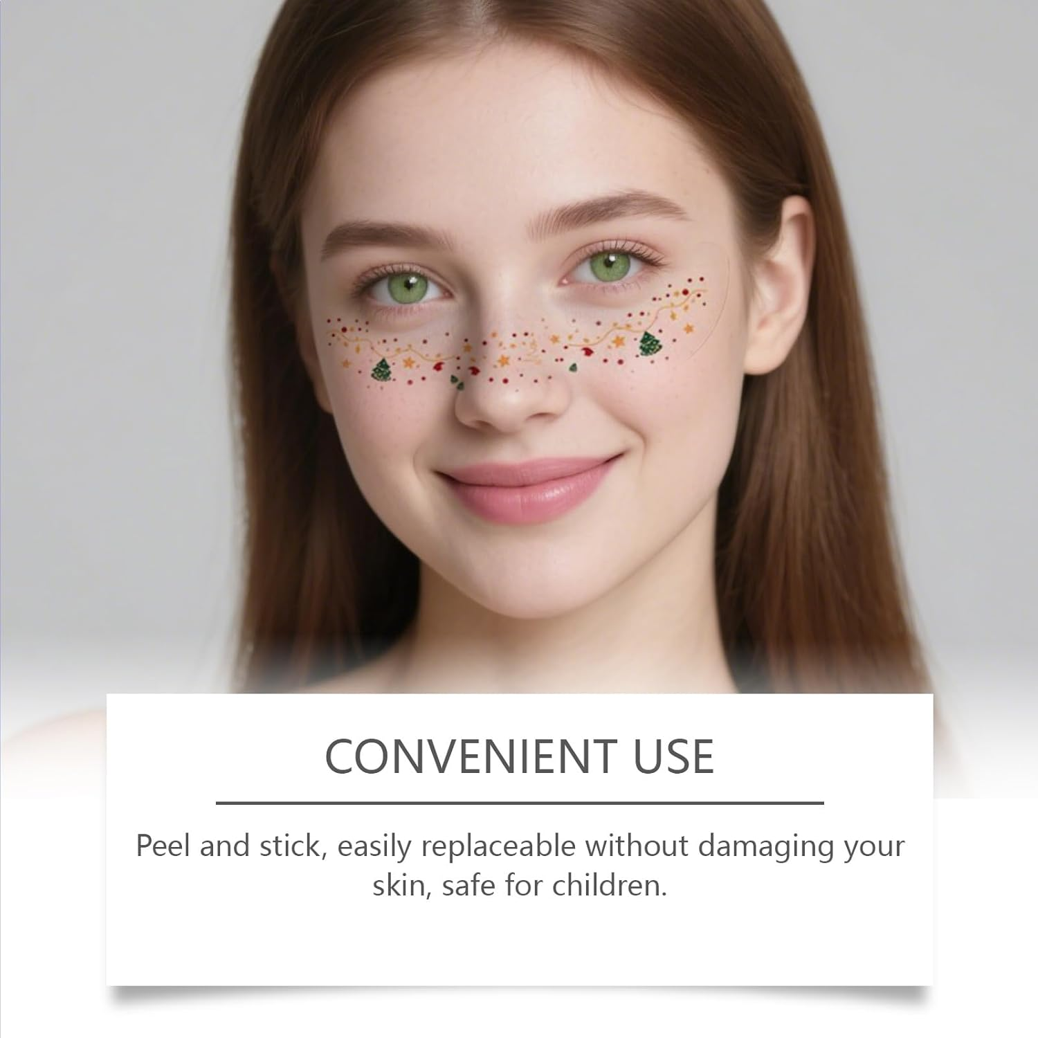 KOAHDE Christmas Tattoos Face Stickers, Pack of 6, Christmas Temporary Tattoos Children, Realistic Face Tattoos, Children, Girls, image number 6