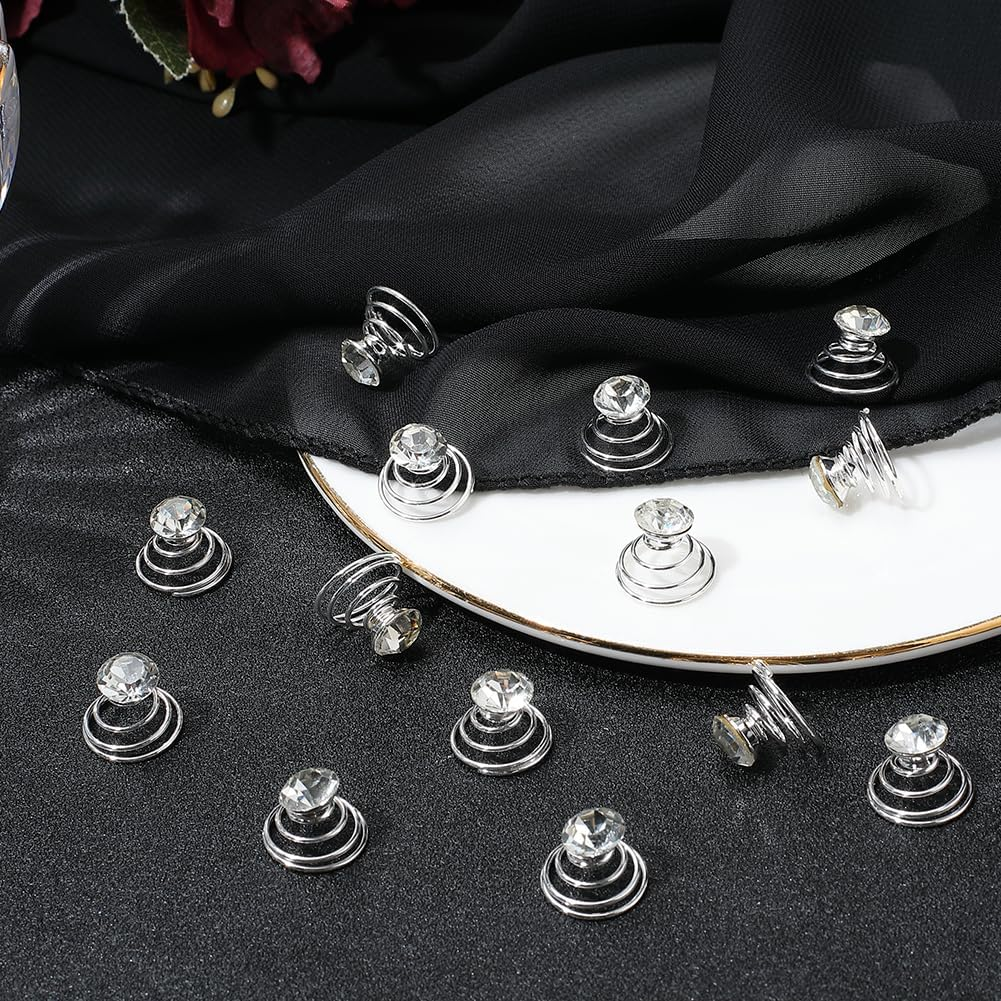 SOFPLATE Pack of 60 Rhinestone Hair Pins with Diamonds Spiral Shape Feather Artificial Glitter Sparkling Gemstone Hair Pin for Wedding Bridal Prom Christmas Party Guest Gift Fra