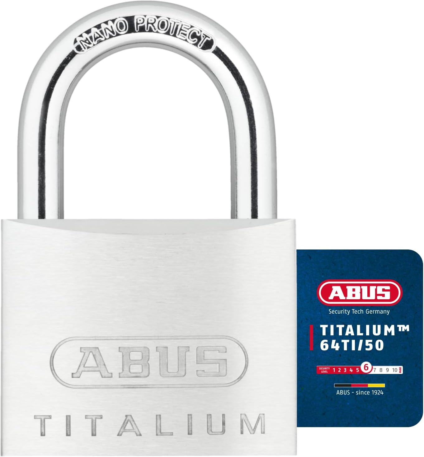 ABUS Titalium 64TI/45 Padlock - Basement Lock with Lock Body Made of Special Aluminium - Hardened Steel Shackle - ABUS Security Level 5