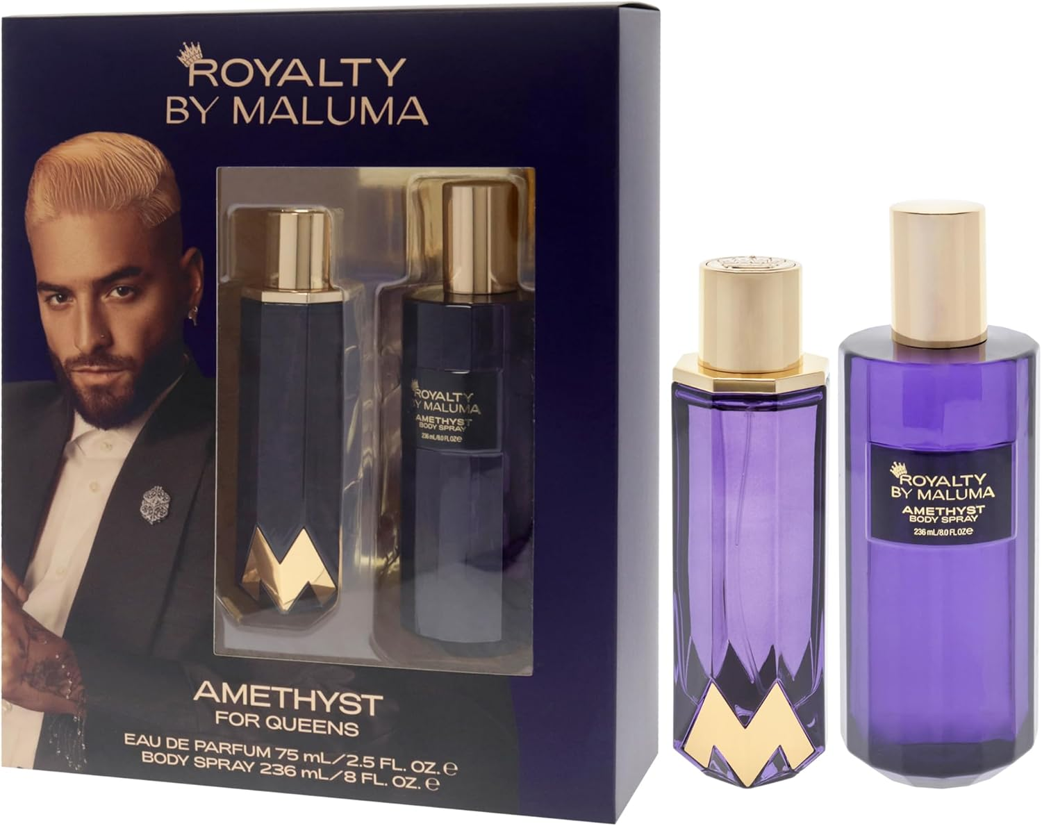 Amethyst by Royalty by Maluma for Women - 2 Pc Gift Set 2.5Oz EDP Spray, 8Oz Body Spray image number 5