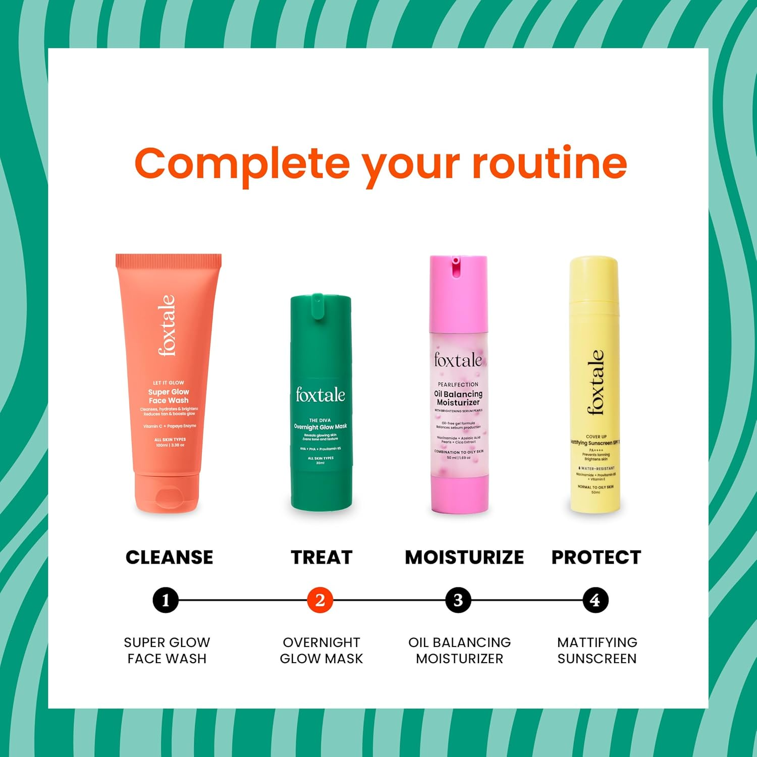 Foxtale 2% Glycolic + 2% Lactic Acid Overnight Glow Facial | 30 Second Facial for Salon like Brightening | for Clear, Smooth, Soft Skin | Men & Women | 30 Ml, Green, 30 G (Pack of 1) image number 3