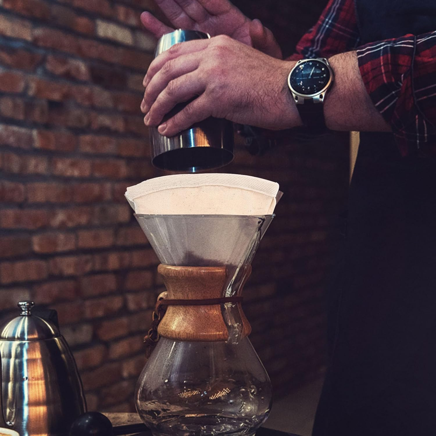 NUOBESTY 2Pcs Reusable Coffee and Tea Leaf Filter Bag Large Cotton Mesh Strainer for Home Brewing Portable and Easy to Clean Filter Cotton Bags for Coffee and Tea image number 6