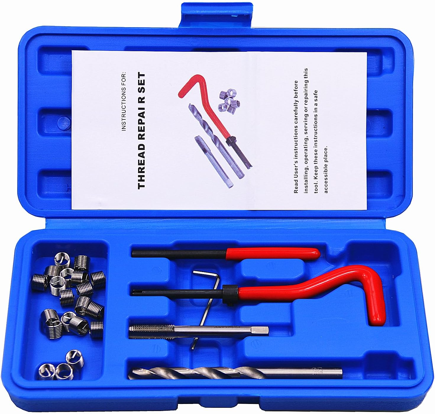 Bestsq 25Pcs Thread Repair Kit M7 X 1.0Mm Metric Thread Repair Insert Kit Compatible Hand Tool Set for Auto Repairing (M7-1.0)