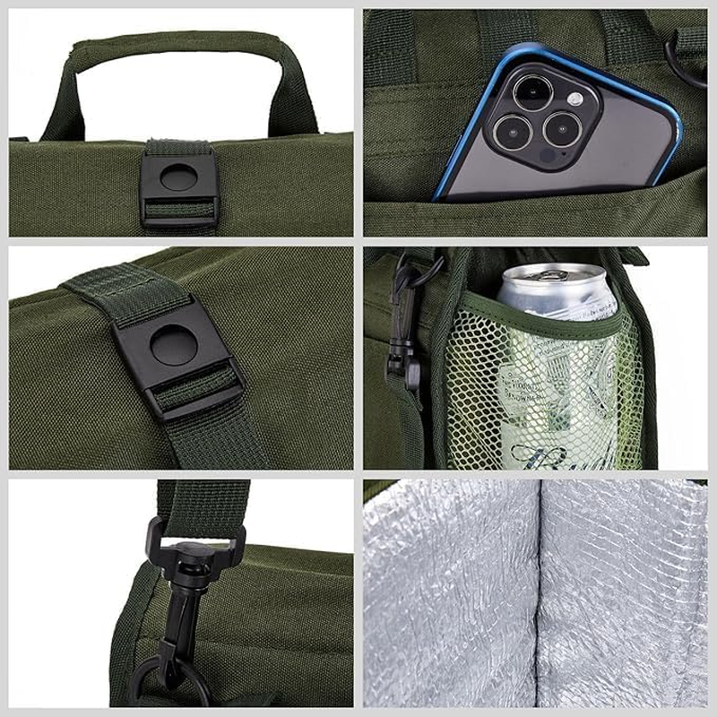 Insulated Lunch Bag Rolltop,Insulated Foldable Lunch Bag,Foldable Lunchbox Leakproof Cooler Bag, Insulated Lunch Bag,Adjustable Shoulder Strap Lunch Box Bag for School Office (Black) image number 1