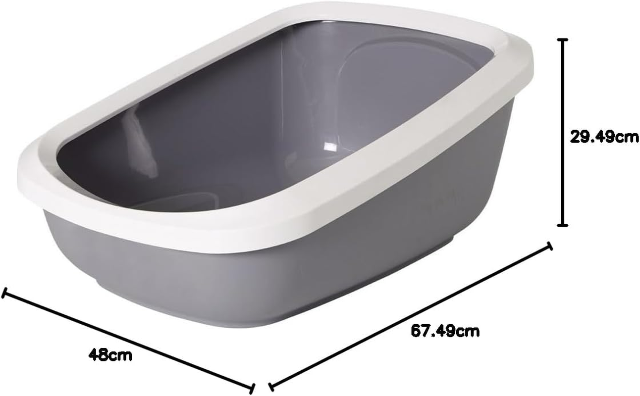 Nobby 72185 "Aseo Jumbo Cat Litter Tray with Rim, 67.5 X 48 X 28 Cm, Grey-White