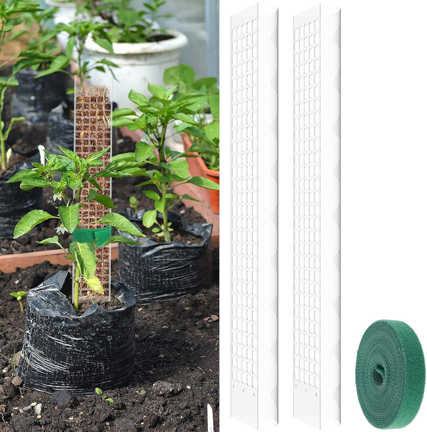 HSHGZSR 24 Inch Plastic Moss Poles Reusable Plastic Sheets for Moss Poles Hollow Self Watering Botany for Botany Monstera Semi-Cylindrical Sphagnum Moss Poles for Indoor Botany Climbing Botany (2Pcs) - 4Pcs image number 4