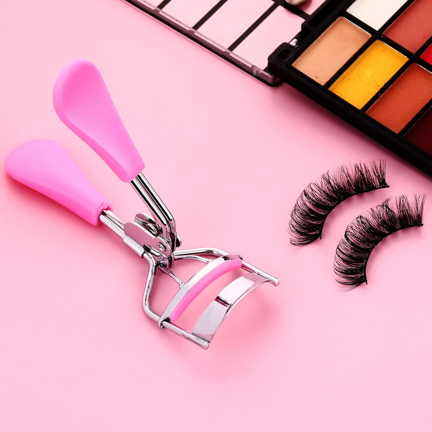 Lash Curler, No Pinching or Pulling, Long Lasting Eyelash Curler Fit All Eye Shapes, Professional Makeup Tool for Eyelashes with 10 Pieces Silicone Refill Pads (Pink) image number 4