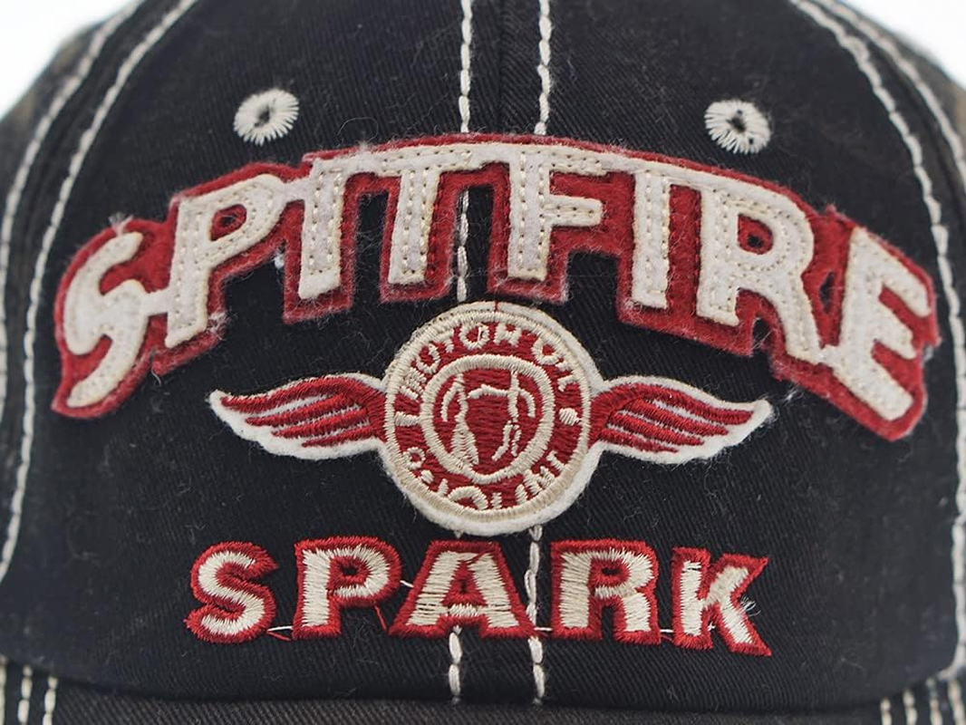 YULOONG Vintage Baseball Cap Embroidery Spitfire Washed Denim Trucker Cap 100% Cotton Sun Hat for Men Women Adjustable Size - Grey image number 6