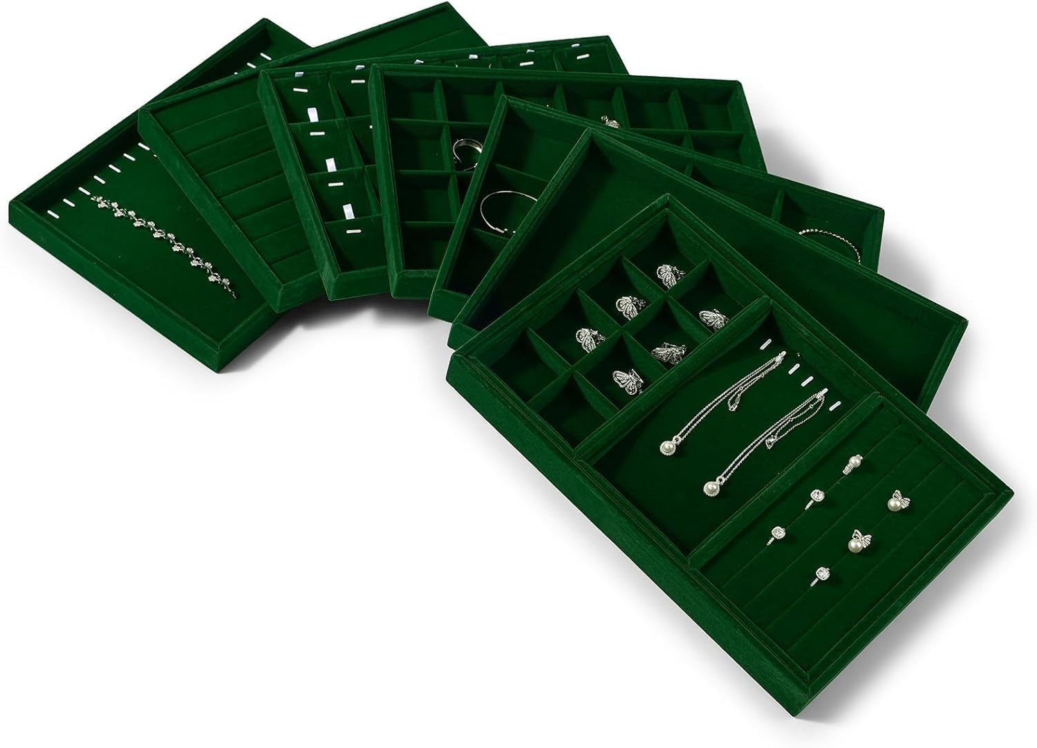 Stackable Jewelry Tray 12 Grids Jewelry Organizer Display Tray for Necklace, Ring, Earring, Bracelet image number 2