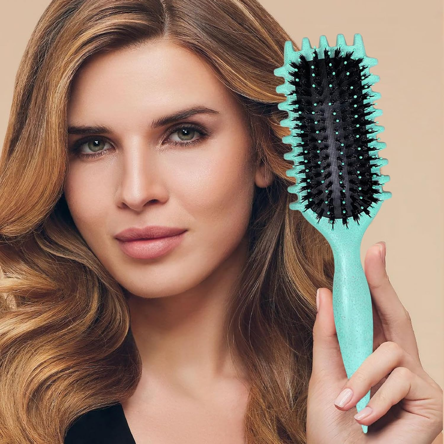 2 Pcs Curly Hair Brush, Bounce Curl Brush, Define Curl Brush, Boar Bristle Hair Brush Styling Brush, Used to Shape and Define Curly Hair (Green） image number 5