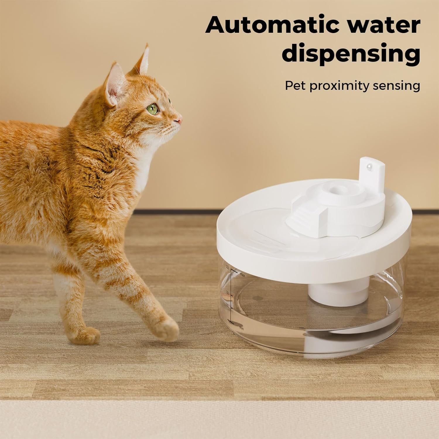 Pawz Smart Pet Water Fountain 2.2L for Cats Dogs, LED Automatic Cat Drinking Fountain Quiet Pump and Dry-Run Protection, Adjust Water Flow, Wireless Sensor, Fresh Circulating Water Filtration System image number 6