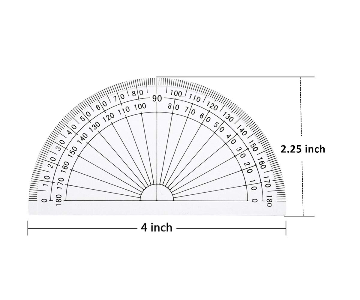 2-Piece Plastic Protractor Set, 4" and 6" Clear Color, 180&deg; image number 4