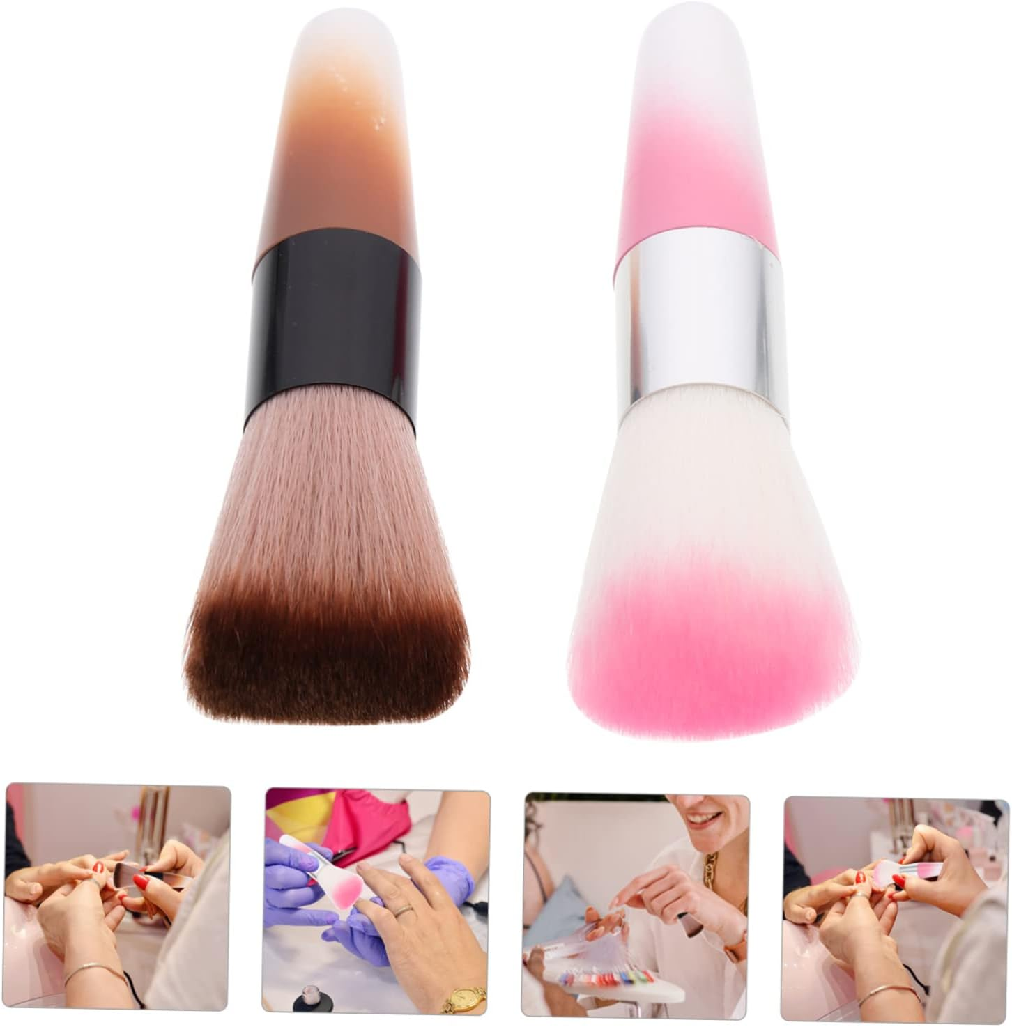 Beaupretty Nail Dust Brush Set 2PCS Makeup Loose Powder Brushes for Nail Art and Blush Ergonomic Design for Easy Cleaning and Application Suitable for Makeup Enthusiasts and Professionals image number 4