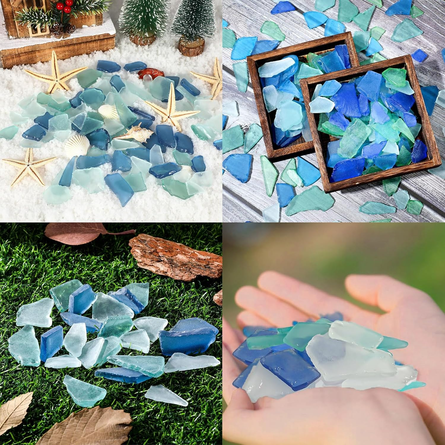 Sea Glass for Crafts,12 Oz Flat Frosted Seaglass Pieces Decor,Diy Art Supplies,Vase Filler and Aquarium Ornament Crushed, for Beach Wedding Party and Home Decor