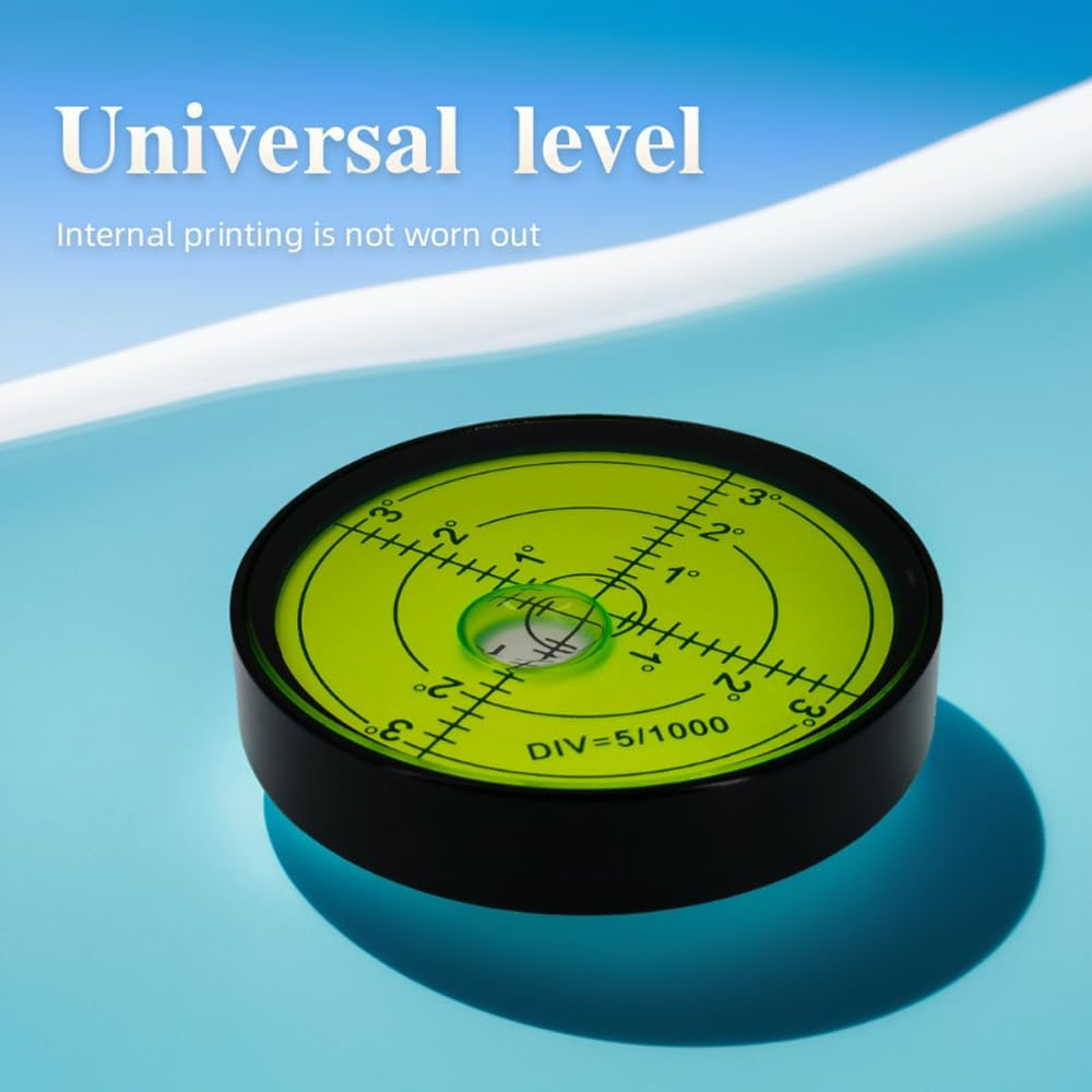 The Yan He 60X12Mm Metal Horizontal Bubble Level, round Bubble Level Ruler Correction 15'/2Mm, Black Green image number 4