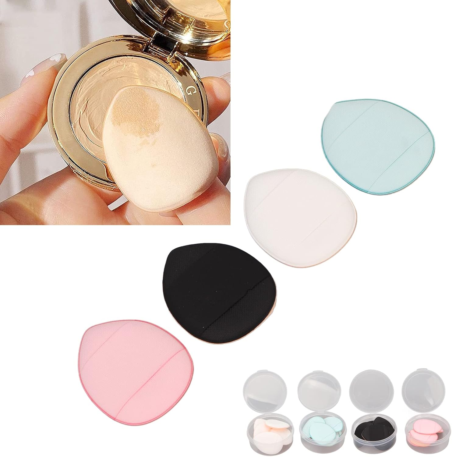 Makeup Puff,20Pcs Cosmetic Puff Mini Finger Size Triangle Shape 4 Colors Makeup Sponges Puffs for Contouring image number 4