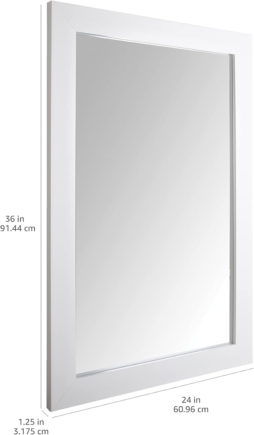Amazon Basics Rectangular Wall Mirror 61 X 91 Cm - Wide Trim, White image number 4