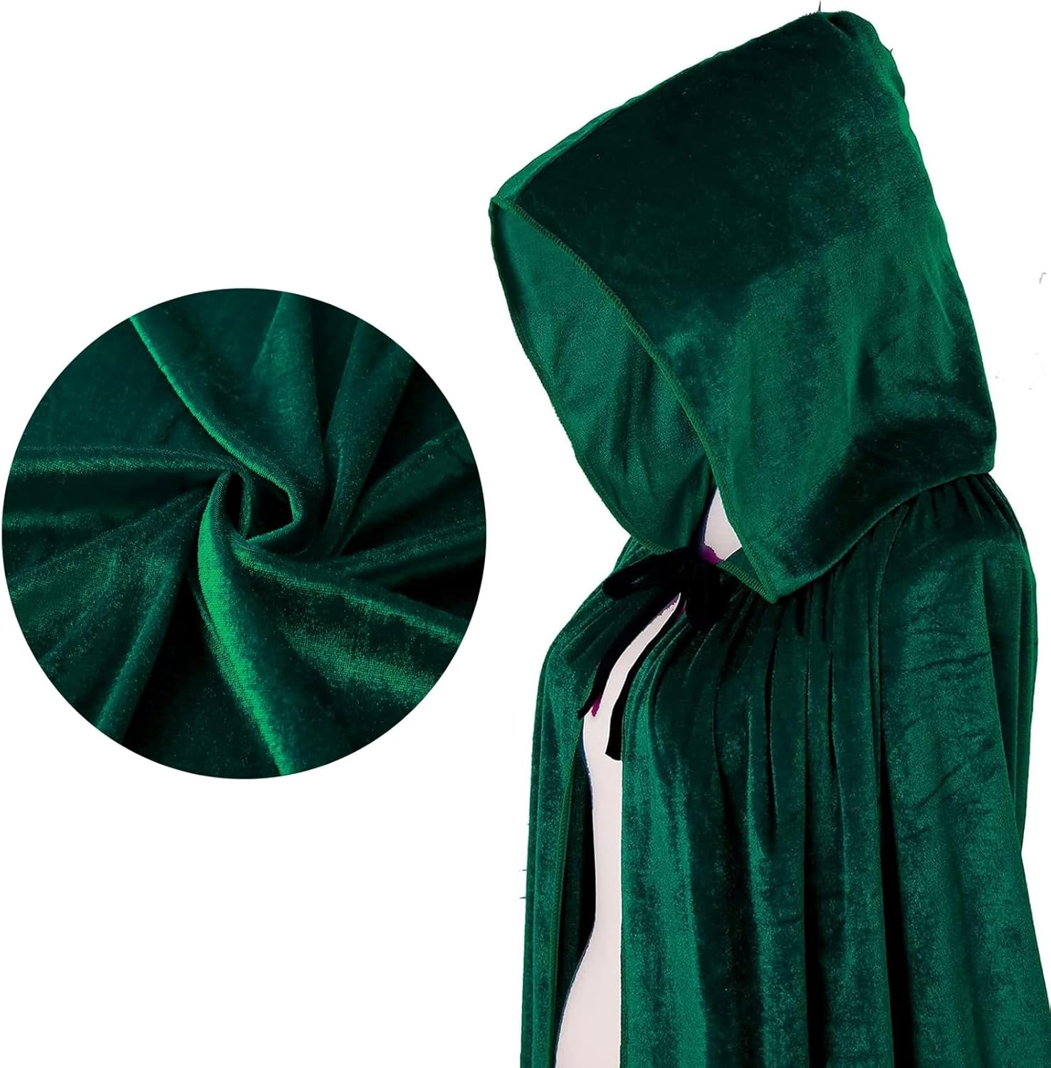 Halloween Vampire Cloak,Reverse Medieval Hooded Cloak Cape with Collar Reversible Cape Magician Costume Fancy Dress Outfit image number 3