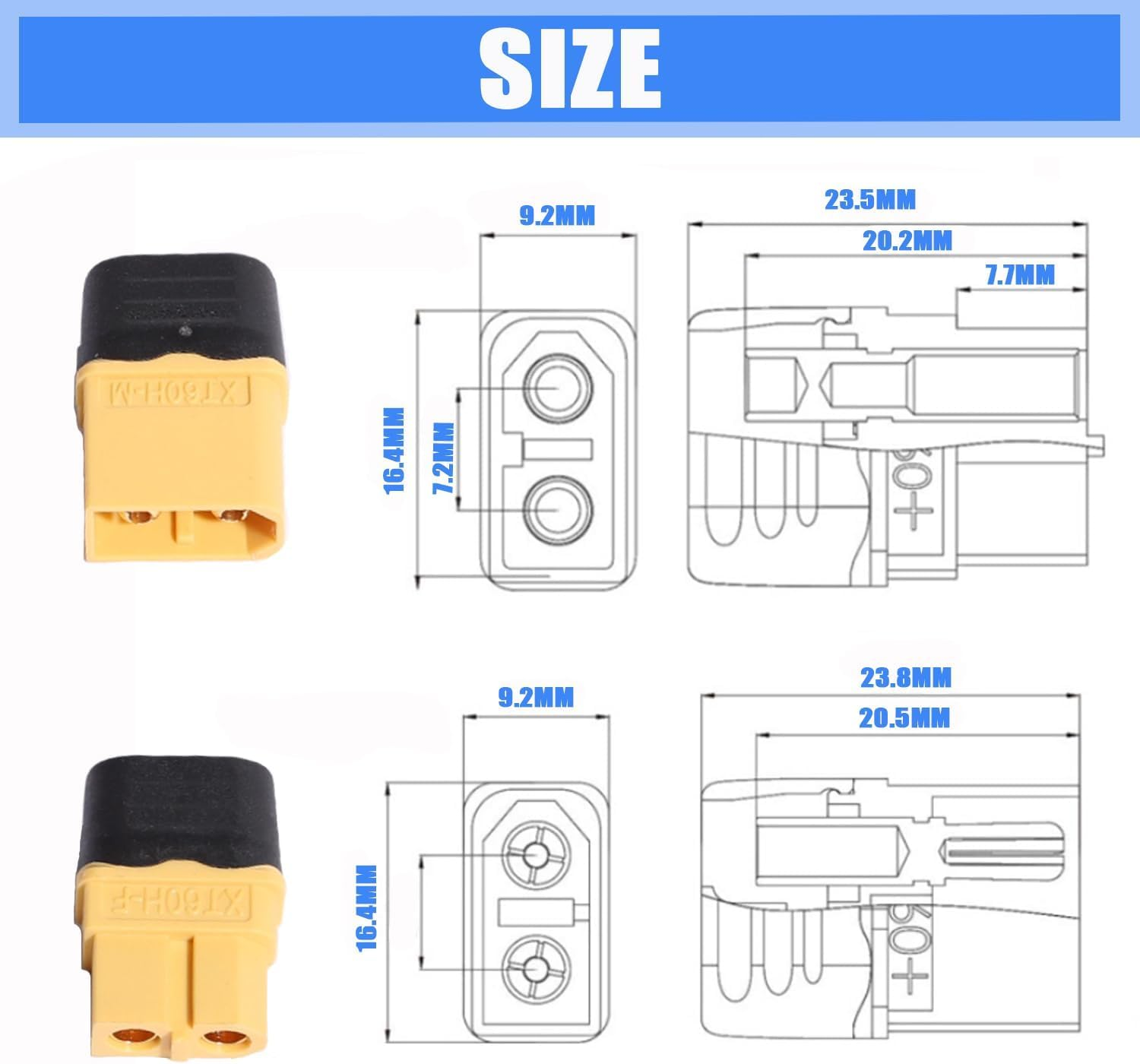 XT60H Connectors (XT60 Upgraded) Male Female Plug Sheath with Sheath 10 Pairs image number 5