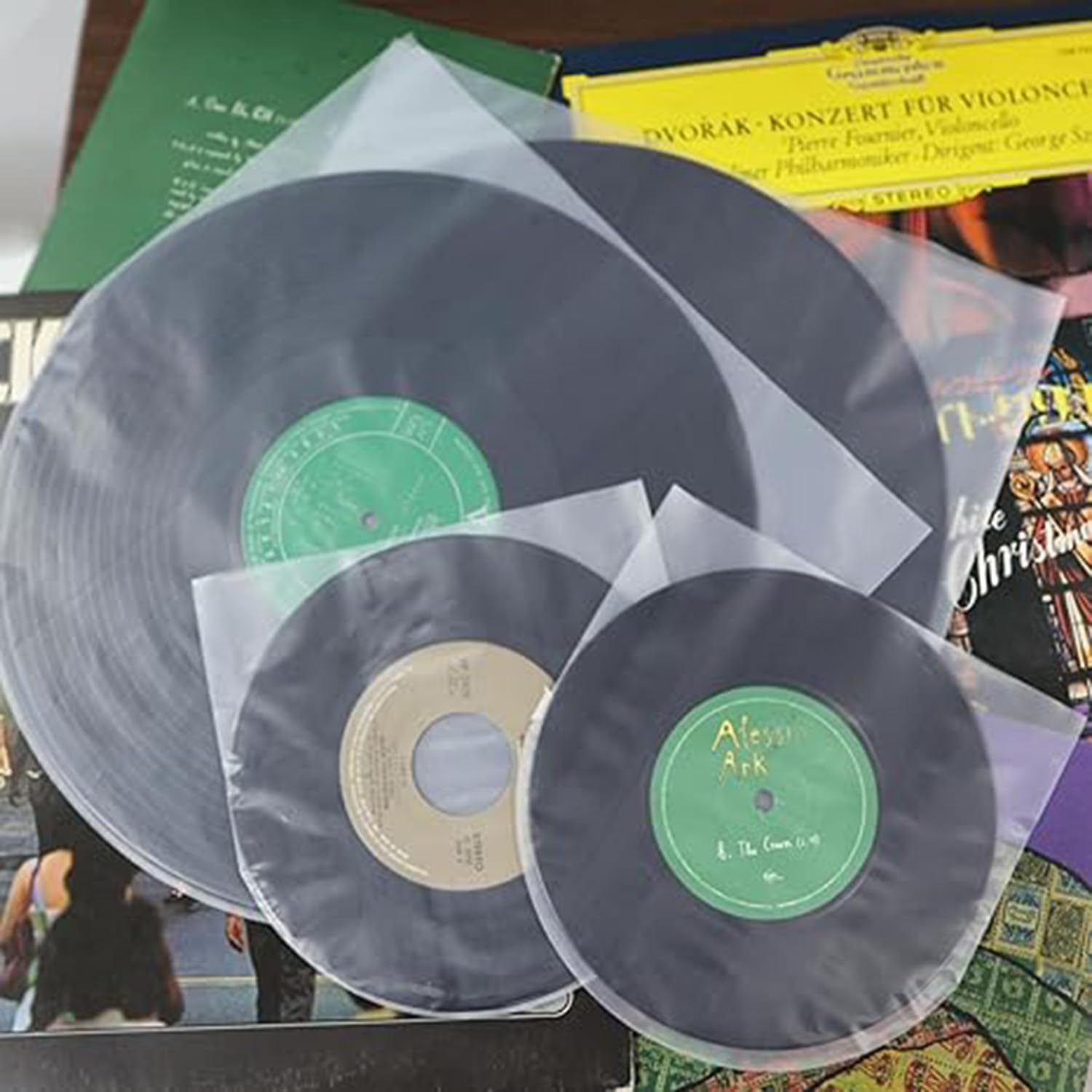 Hysgscwd 50Pcs 7In Vinyl Record Inner Sleeves, Plastic Anti-Static Inner Vinyl Protective Sleeves, round Bottom Protective Sleeves EP Vinyl Records, Translucent Record Cover Sleeves for Album Storage image number 4