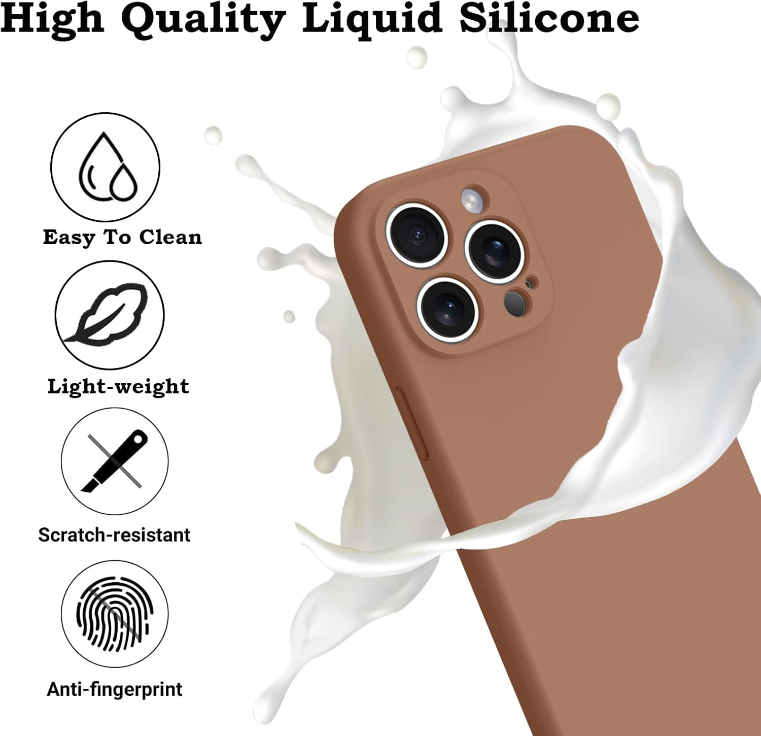 ROUMAYMAY for Iphone 14 Pro Max Case, Liquid Silicone Shockproof Upgraded [Camera Cover], with Soft Fine Smooth Microfibre Lining Anti-Scratch, Full Body Phone Case for Iphone 14 Pro Max Cover Brown image number 5