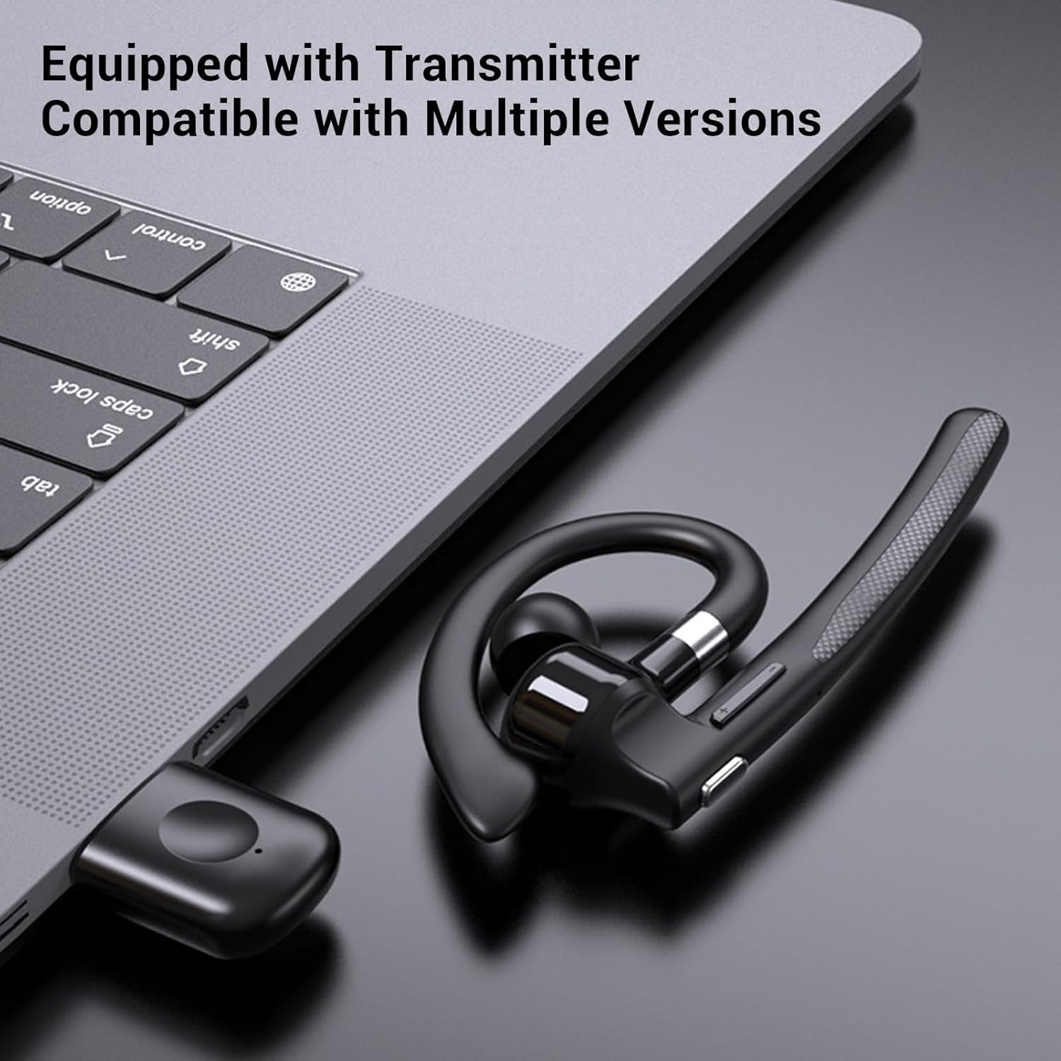 Sxhlseller Bluetooth Headset V5.4, 180H Playtime Single Ear Earpiece with 500Mah Charging Case, 144 Languages AI Translation, 180&deg; Rotatable Mono Headphone image number 2