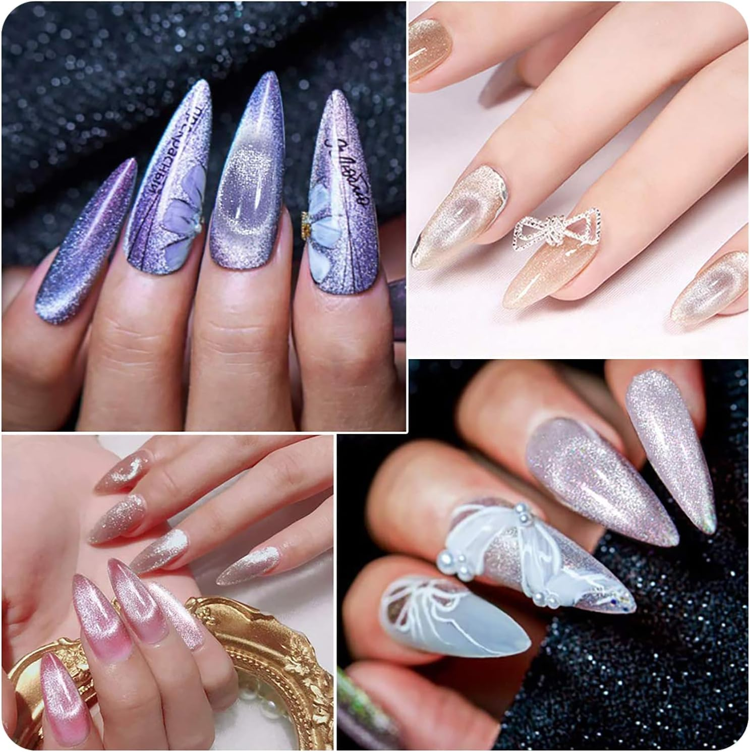Vishine Holographic Glitter Cat Eye Gel Polish UV LED Soak off Nail Polish Home DIY Manicure Nail Salon Varnish Set of 6 Colors with Free Magnet 8Ml - 6 Color Set - 8Ml image number 5