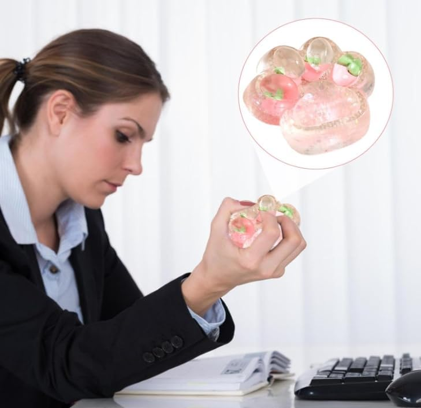 RUOXGZP 2Pcs Cat Paw Squeeze Toys, Silicone Taba Cat Paw Squeeze Fidget Toy, Cute Soft Multicolor Cat Paw Squishys Sensory Toy, Super Soft Squeeze Fidget Toys, for Stress Relief Kids and Adults image number 5